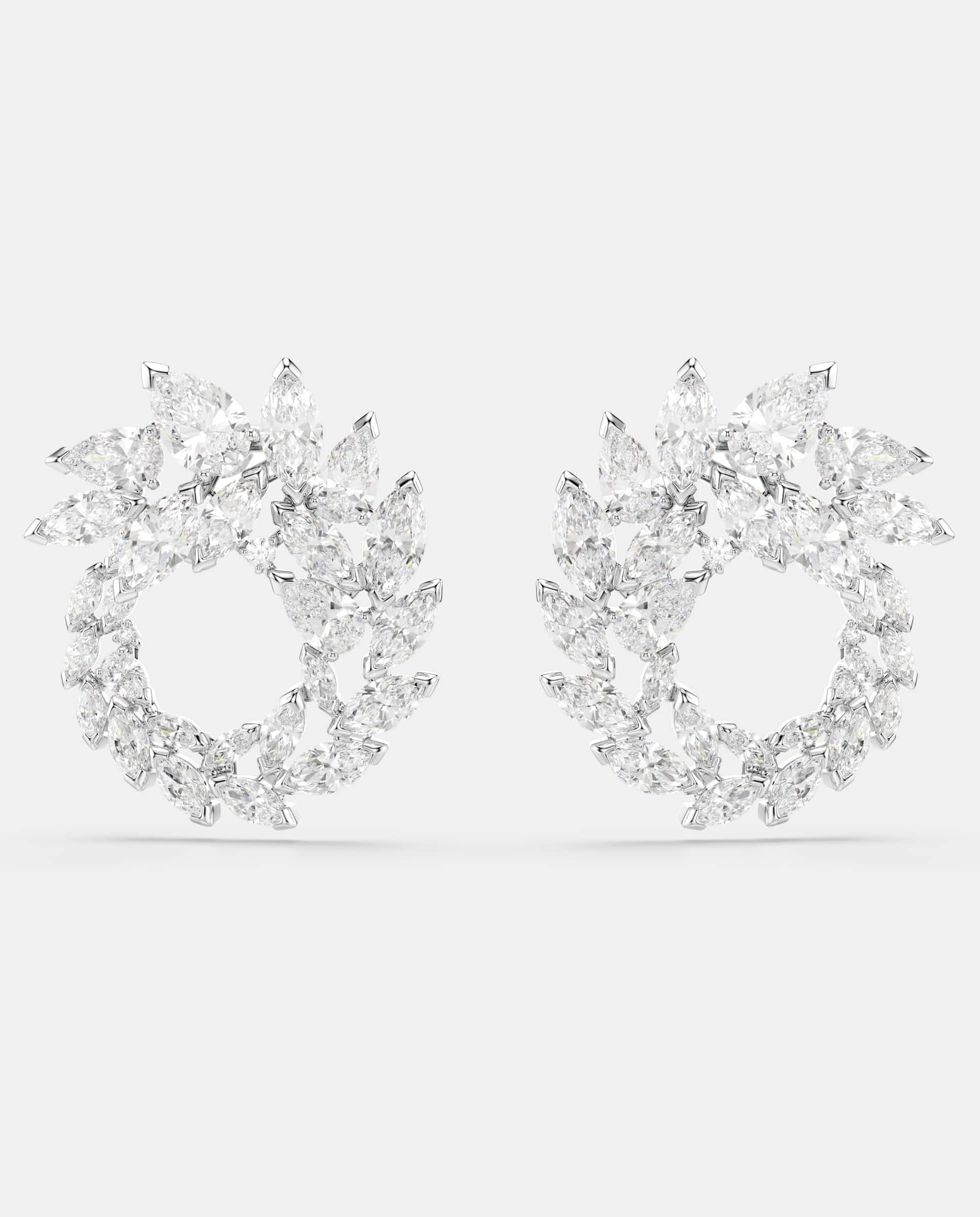 Pendientes de aro mesmera con baño de rodio - Swarovski - Blanco Blanco-1