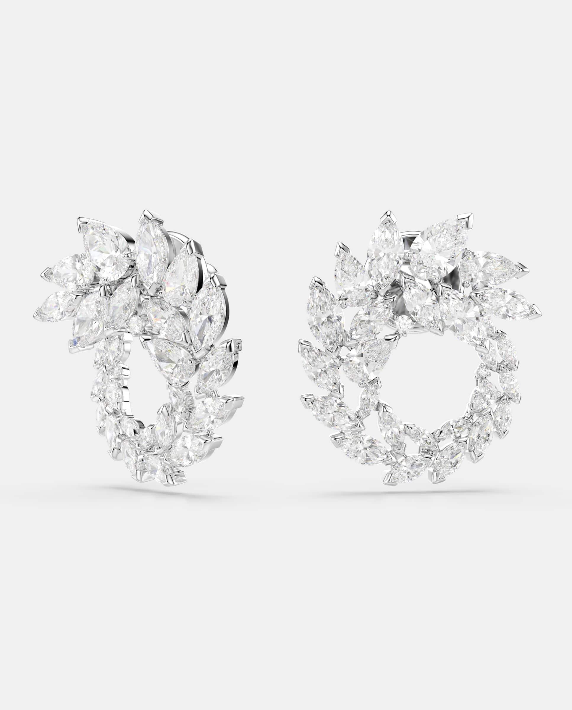 Pendientes de aro mesmera con baño de rodio - Swarovski - Blanco Blanco-2