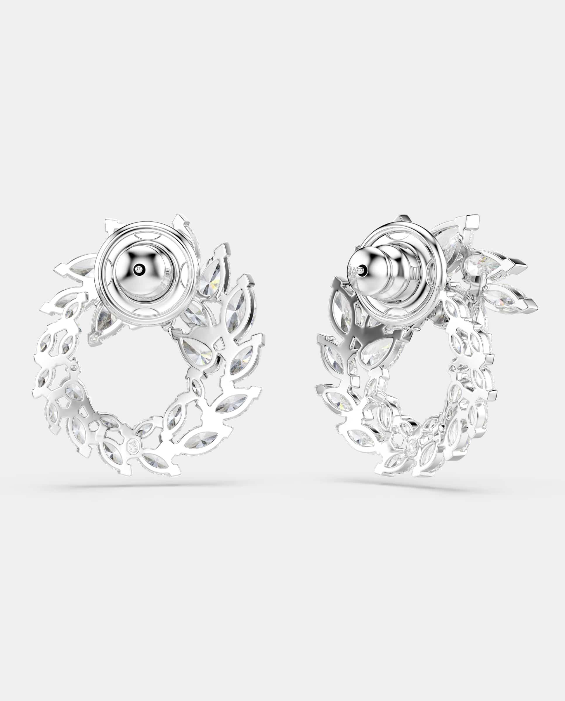 Pendientes de aro mesmera con baño de rodio - Swarovski - Blanco Blanco-4