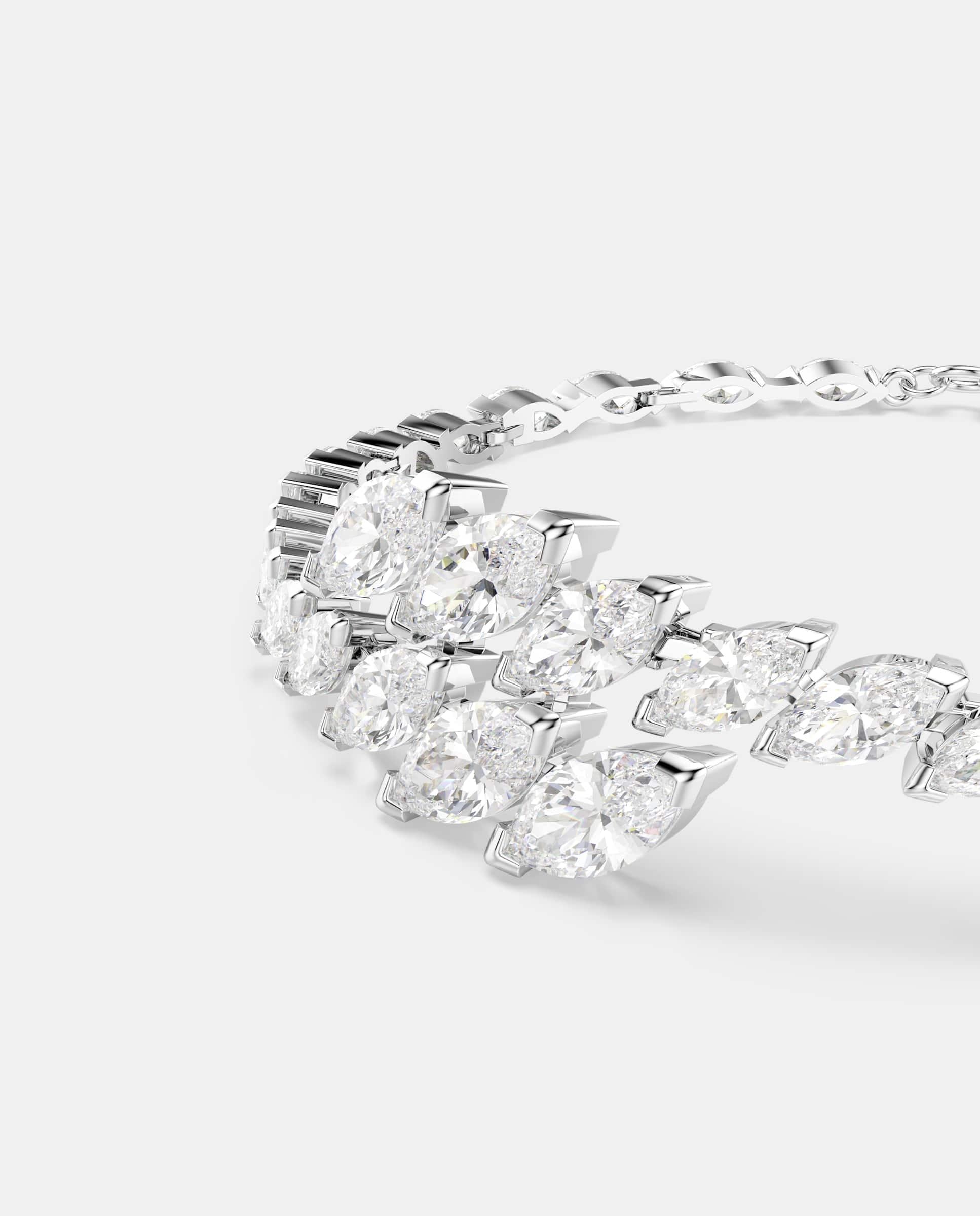 Pulsera mesmera con circonita y baño de rodio - Swarovski - Blanco Blanco-2