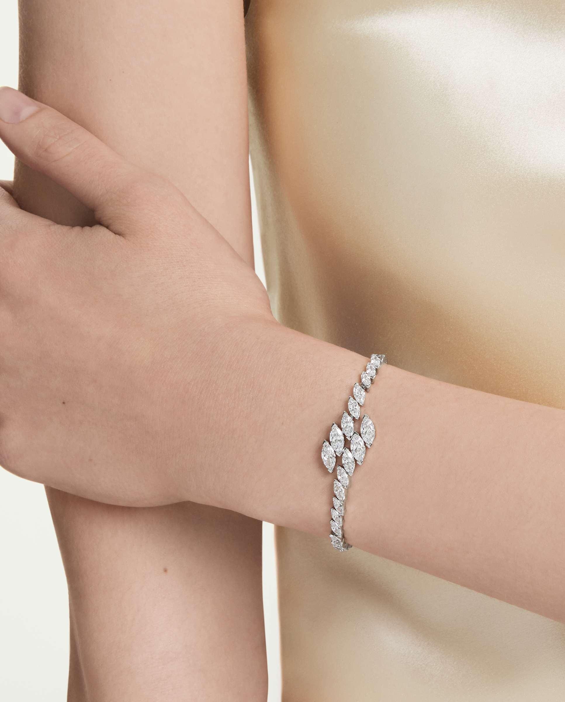 Pulsera mesmera con circonita y baño de rodio - Swarovski - Blanco Blanco-5