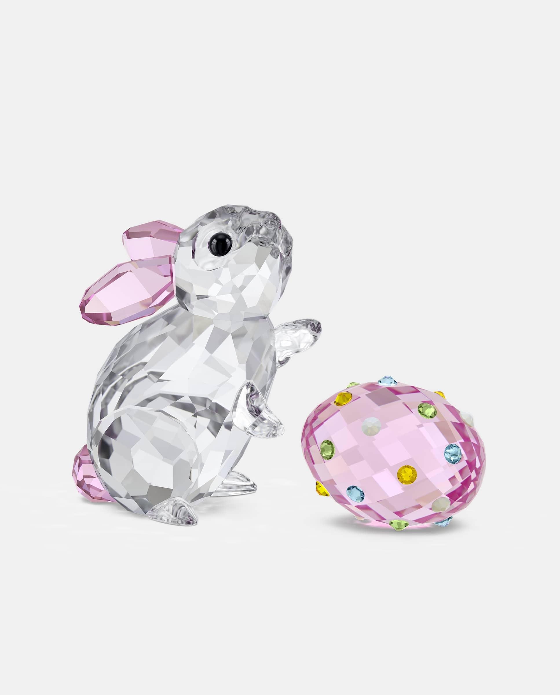 Imagen 1 de Figura decorativa conejo y huevo de cristal Morados