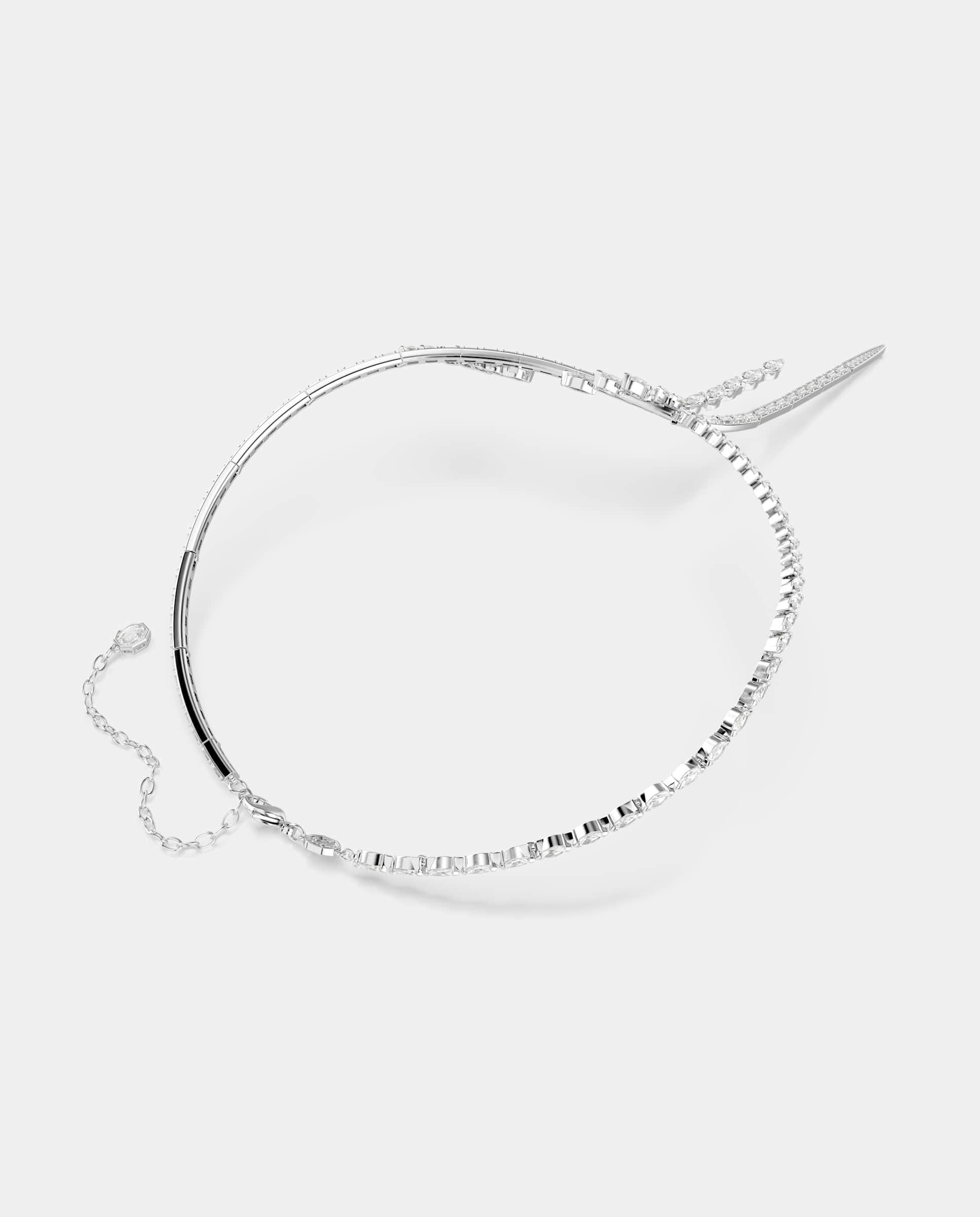 Collar en y mesmera con cristales bañado en rodio - Swarovski - Blanco Blanco-4