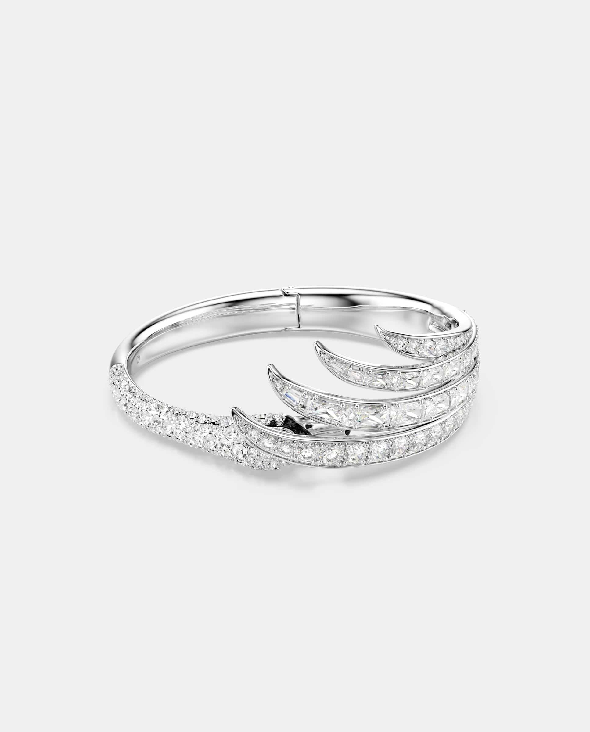 Brazalete vienna con forma de cisne y baño de rodio - Swarovski - Blanco Blanco-1