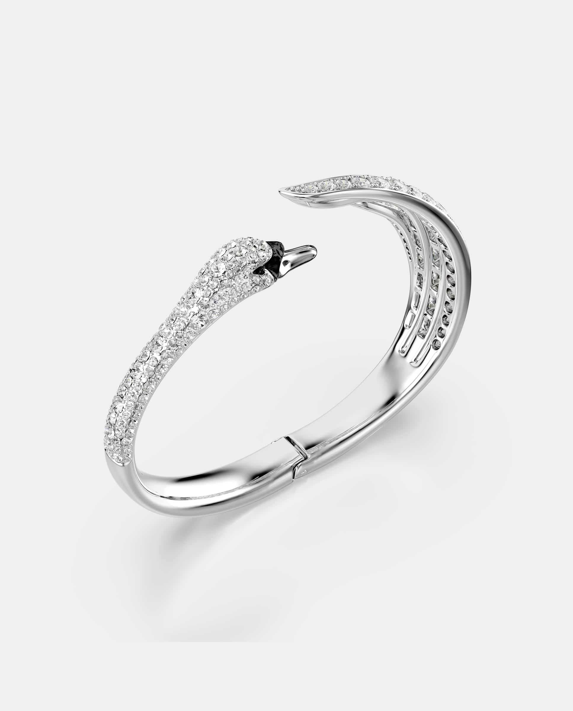 Brazalete vienna con forma de cisne y baño de rodio - Swarovski - Blanco Blanco-3