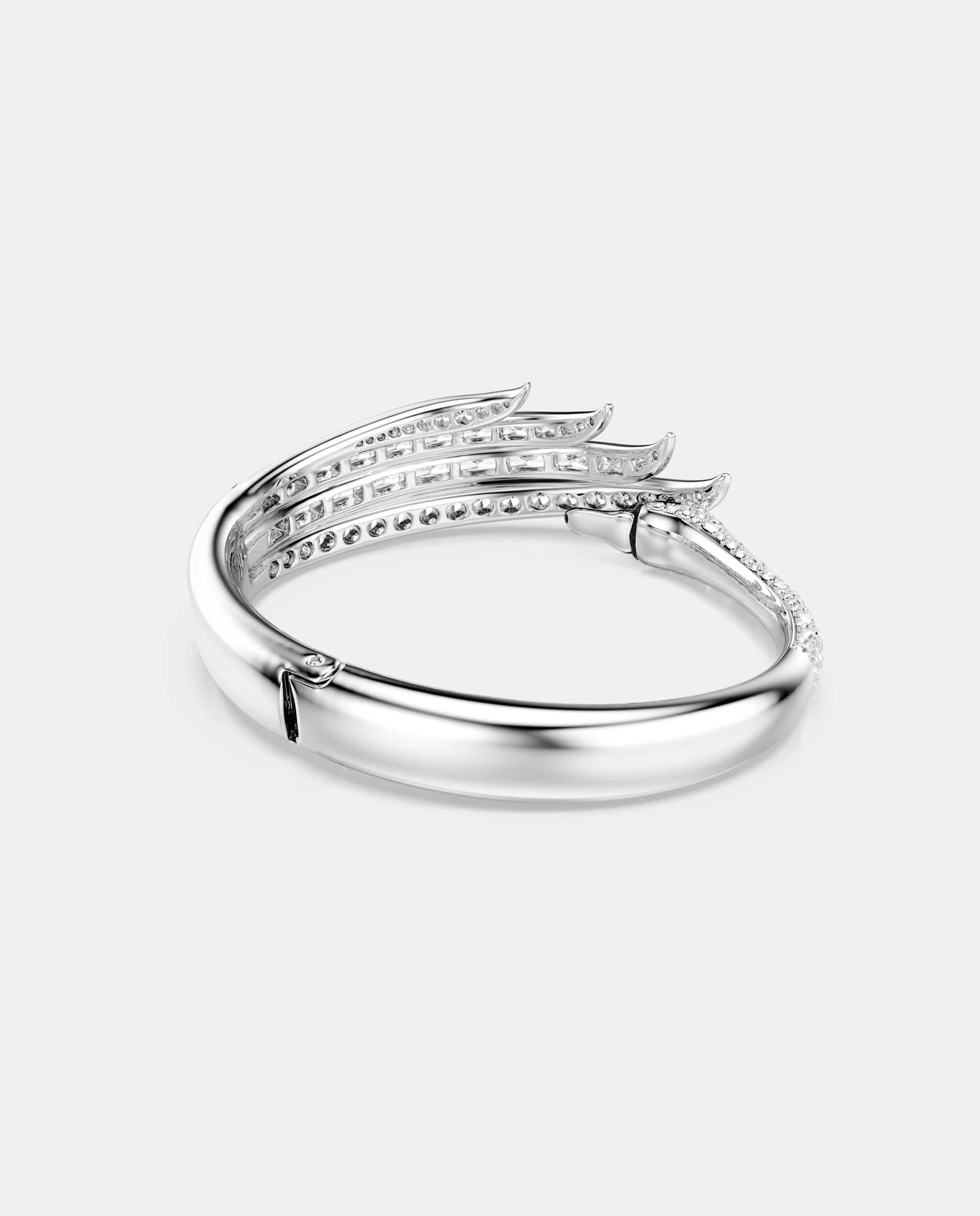 Brazalete vienna con forma de cisne y baño de rodio - Swarovski - Blanco Blanco-4