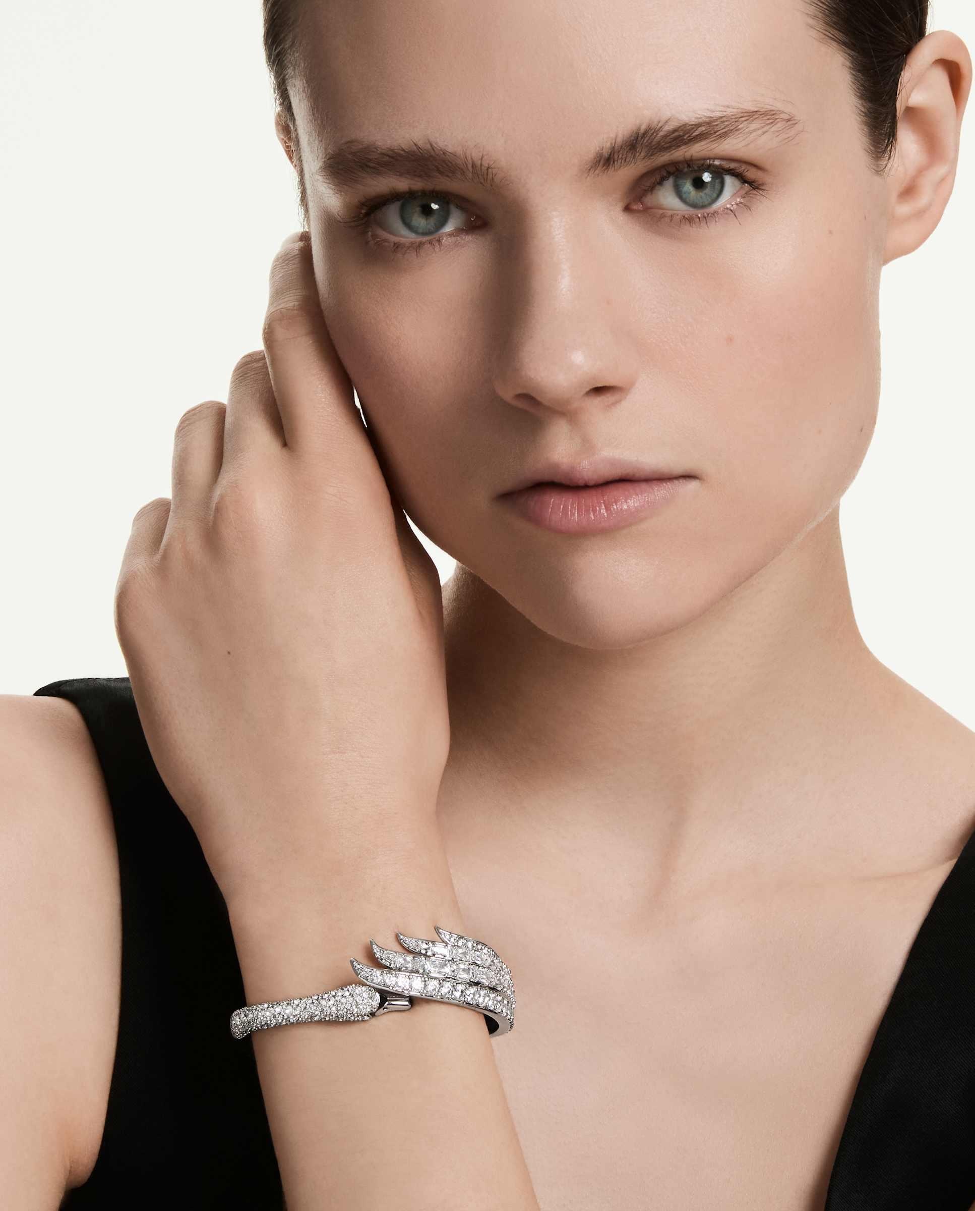 Brazalete vienna con forma de cisne y baño de rodio - Swarovski - Blanco Blanco-5