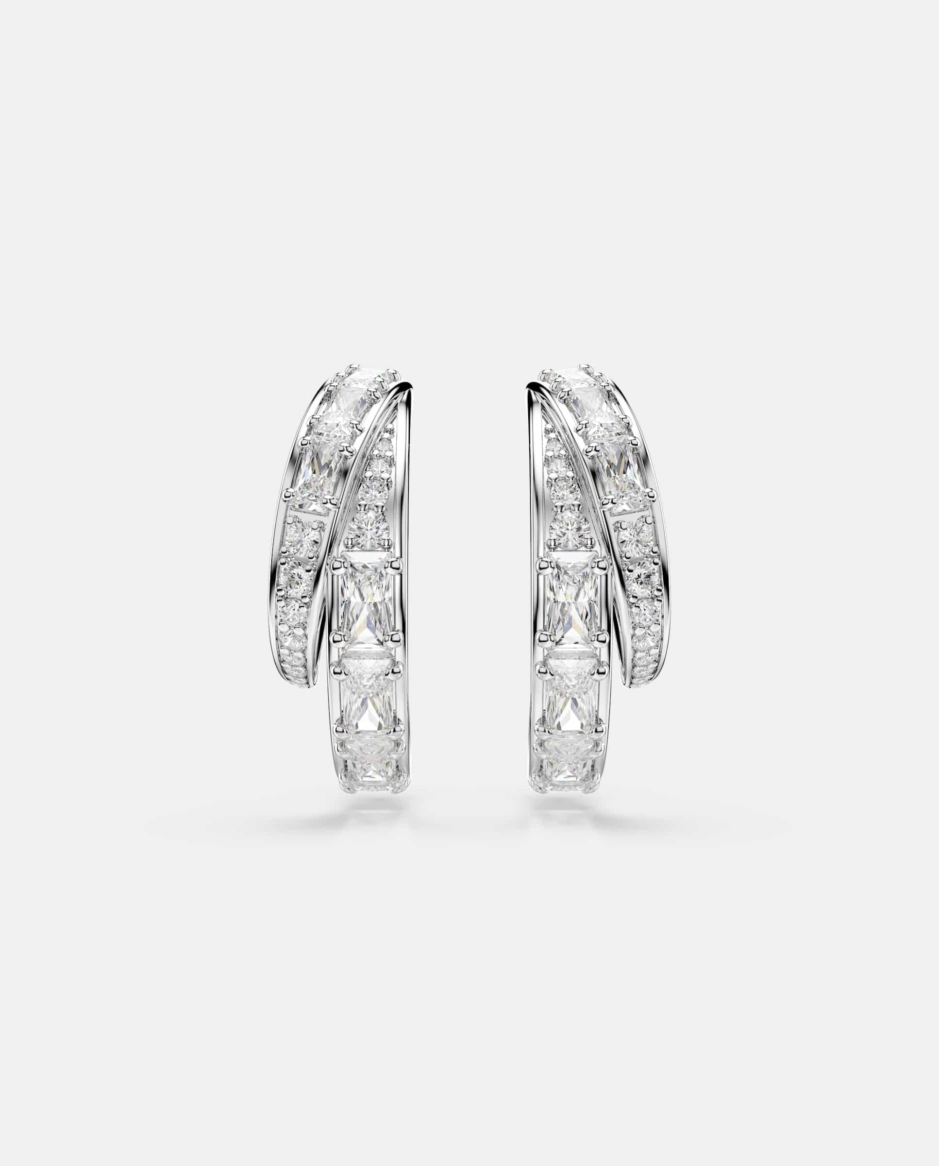 Pendientes de aro vienna con baño de rodio - Swarovski - Blanco Blanco-2