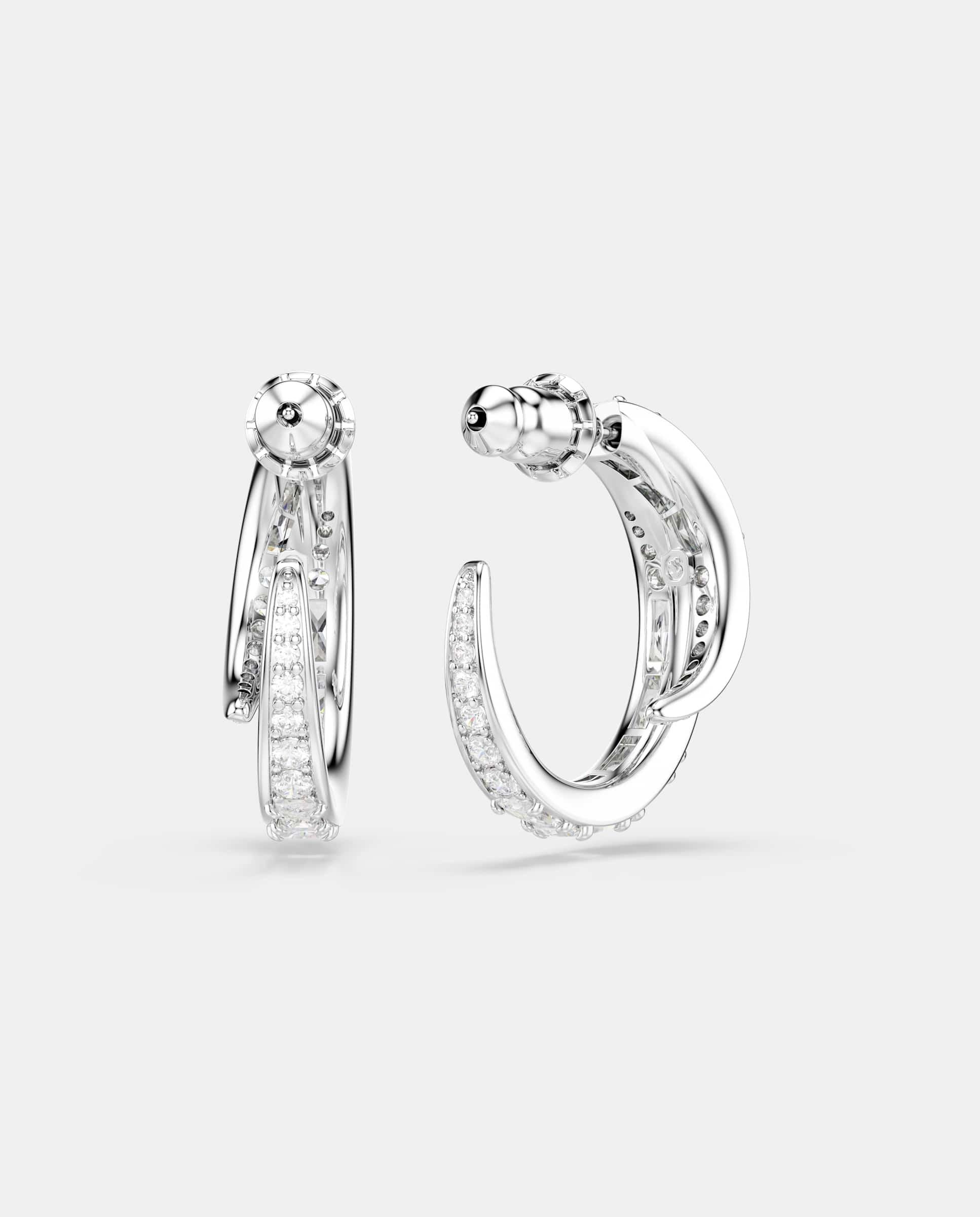Pendientes de aro vienna con baño de rodio - Swarovski - Blanco Blanco-4