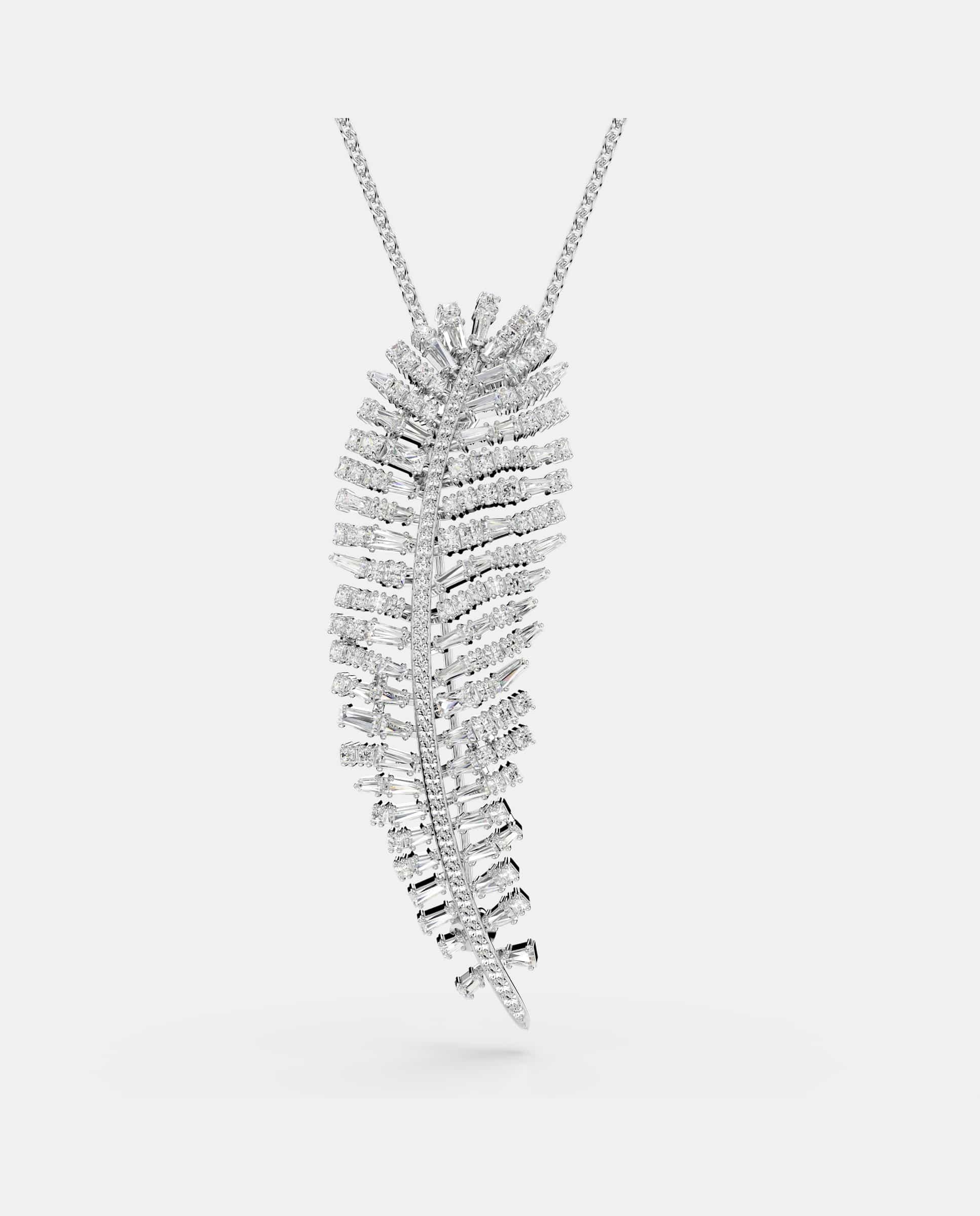 Imagen 0 de Colgante con broche en forma de pluma Blanco