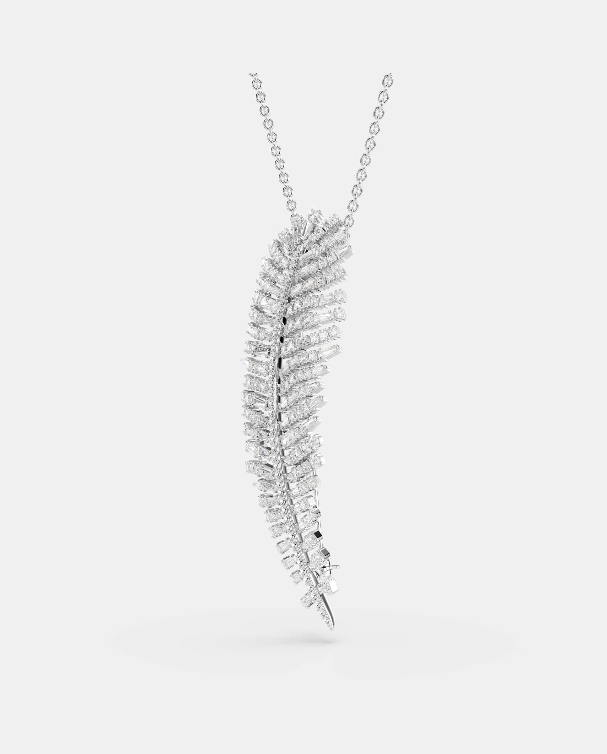 Colgante con broche en forma de pluma - Swarovski - Blanco Blanco-3