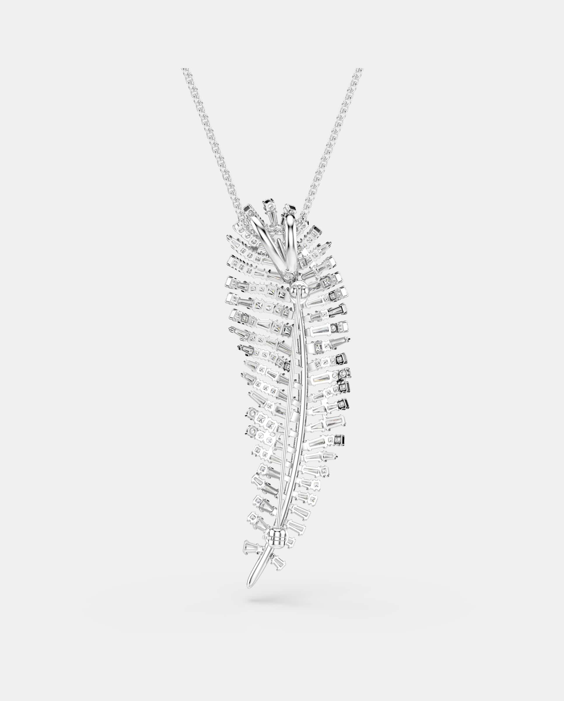 Colgante con broche en forma de pluma - Swarovski - Blanco Blanco-5