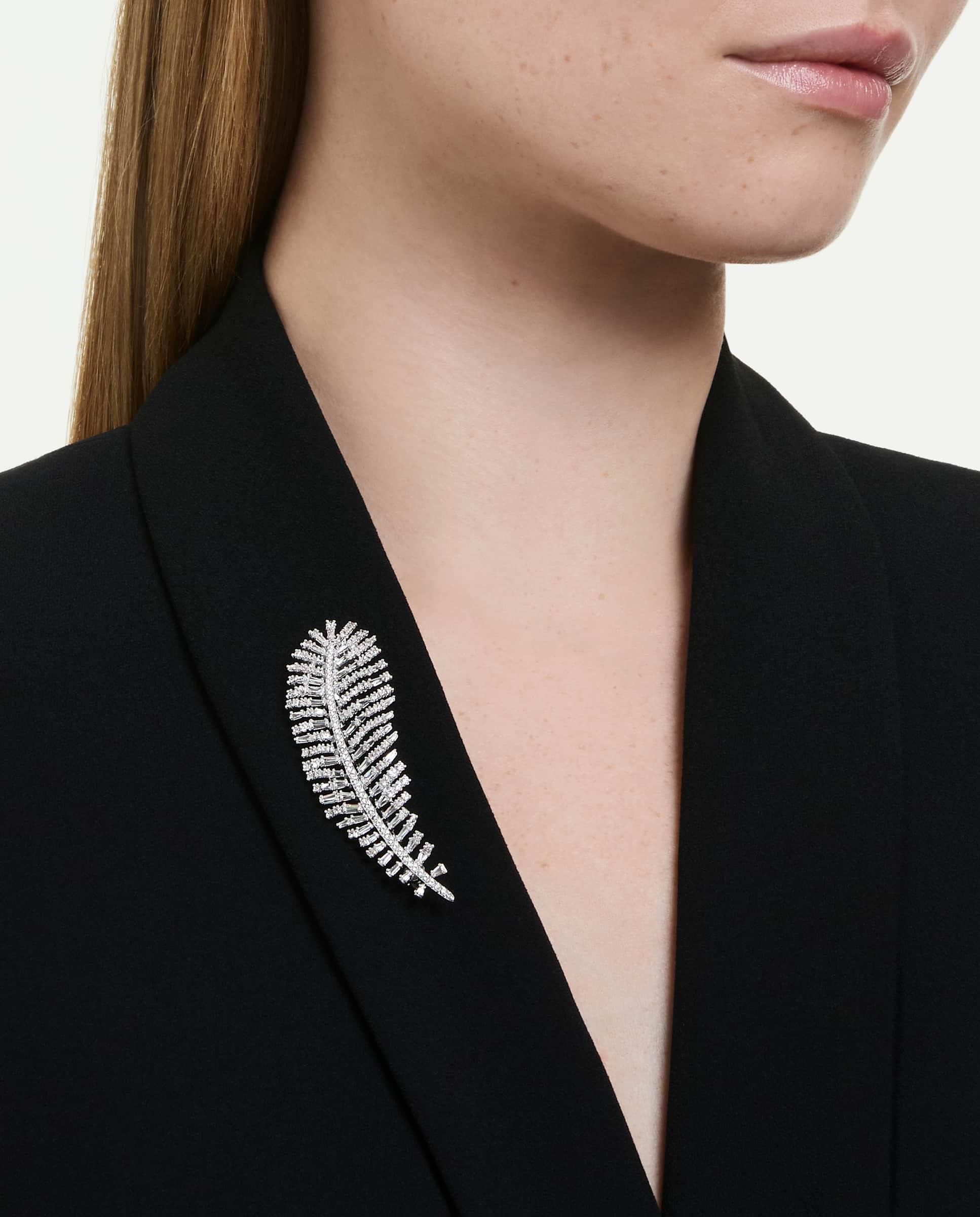 Colgante con broche en forma de pluma - Swarovski - Blanco Blanco-6