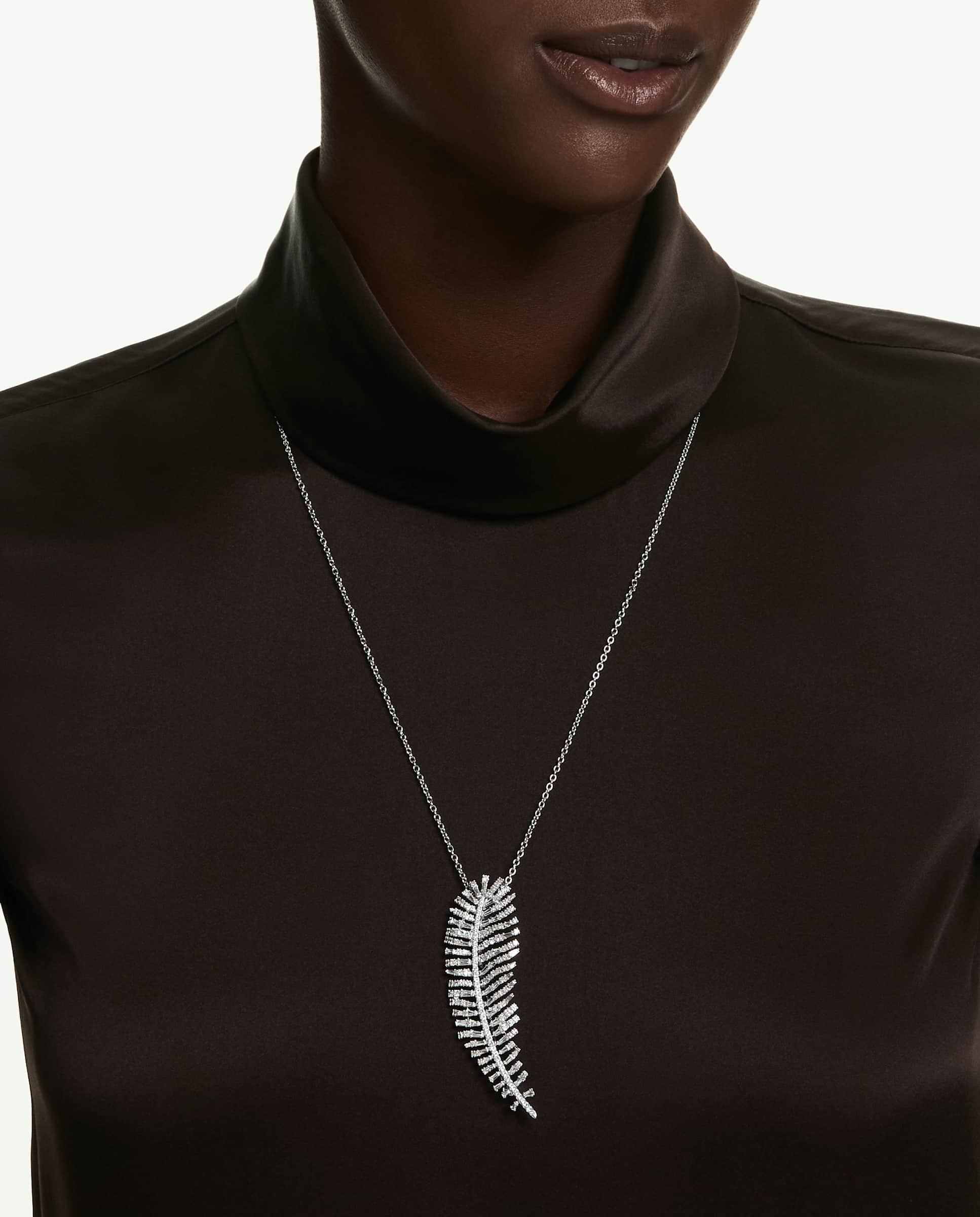 Colgante con broche en forma de pluma - Swarovski - Blanco Blanco-7