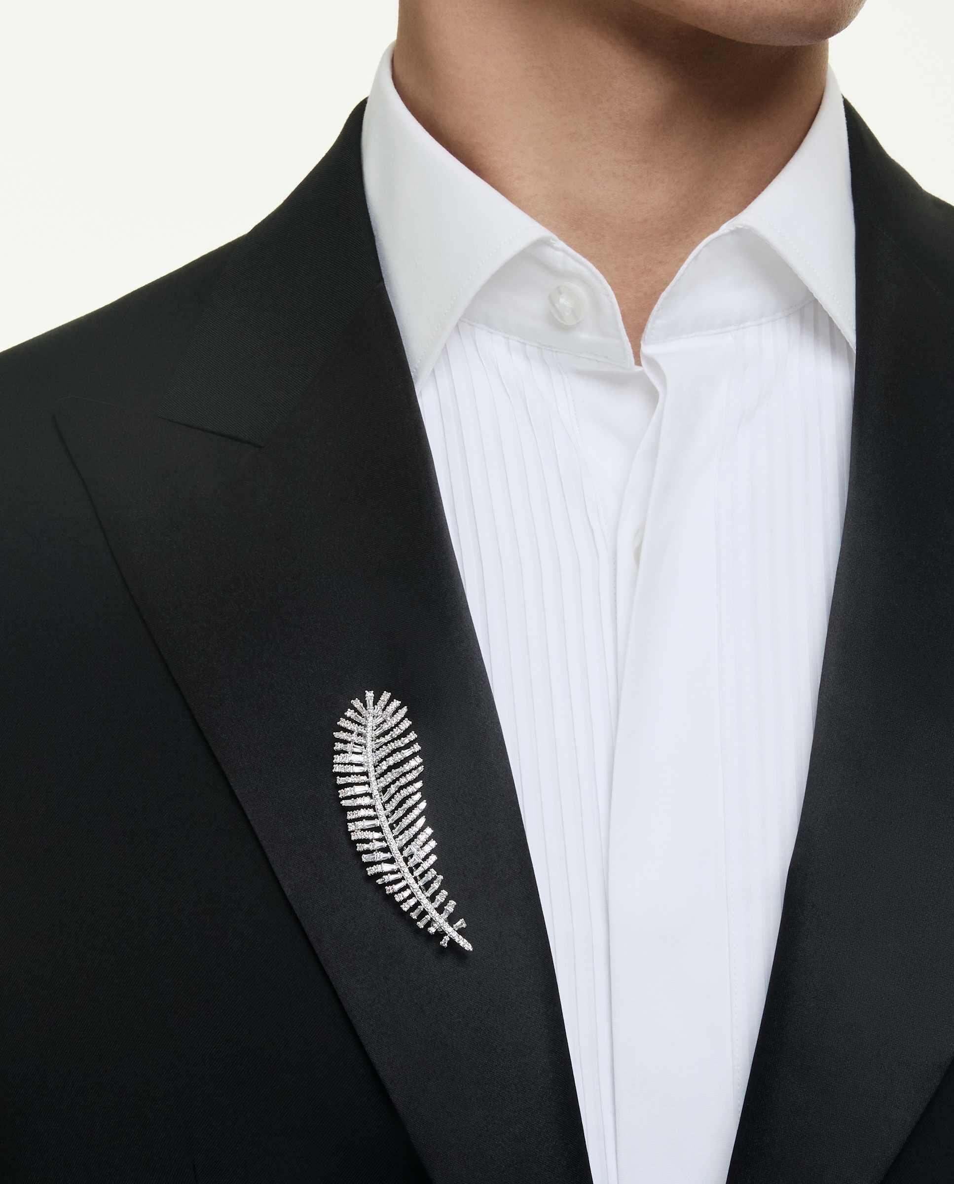 Colgante con broche en forma de pluma - Swarovski - Blanco Blanco-8