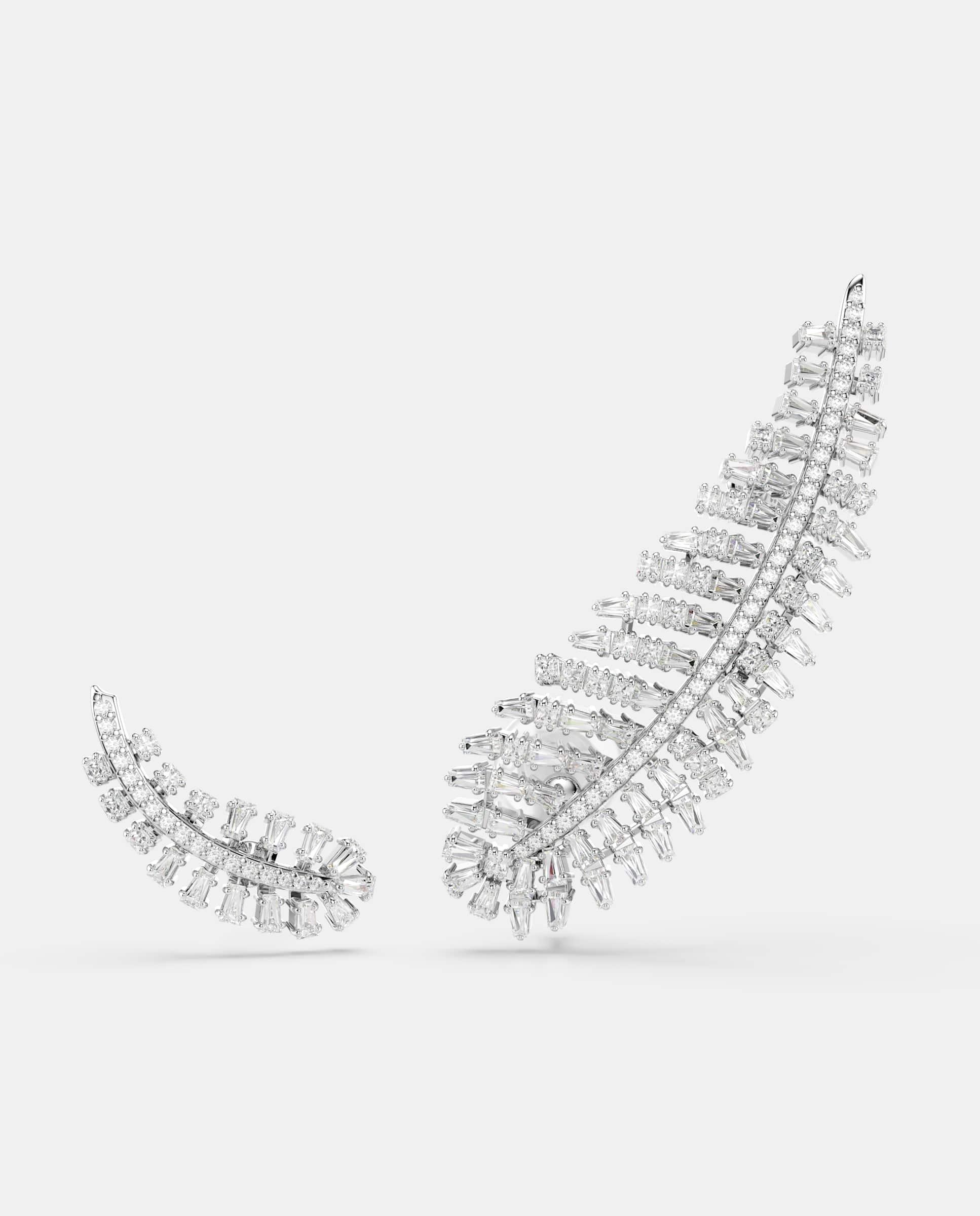 Imagen 1 de Pendientes vienna con forma de pluma y baño de rodio Blanco
