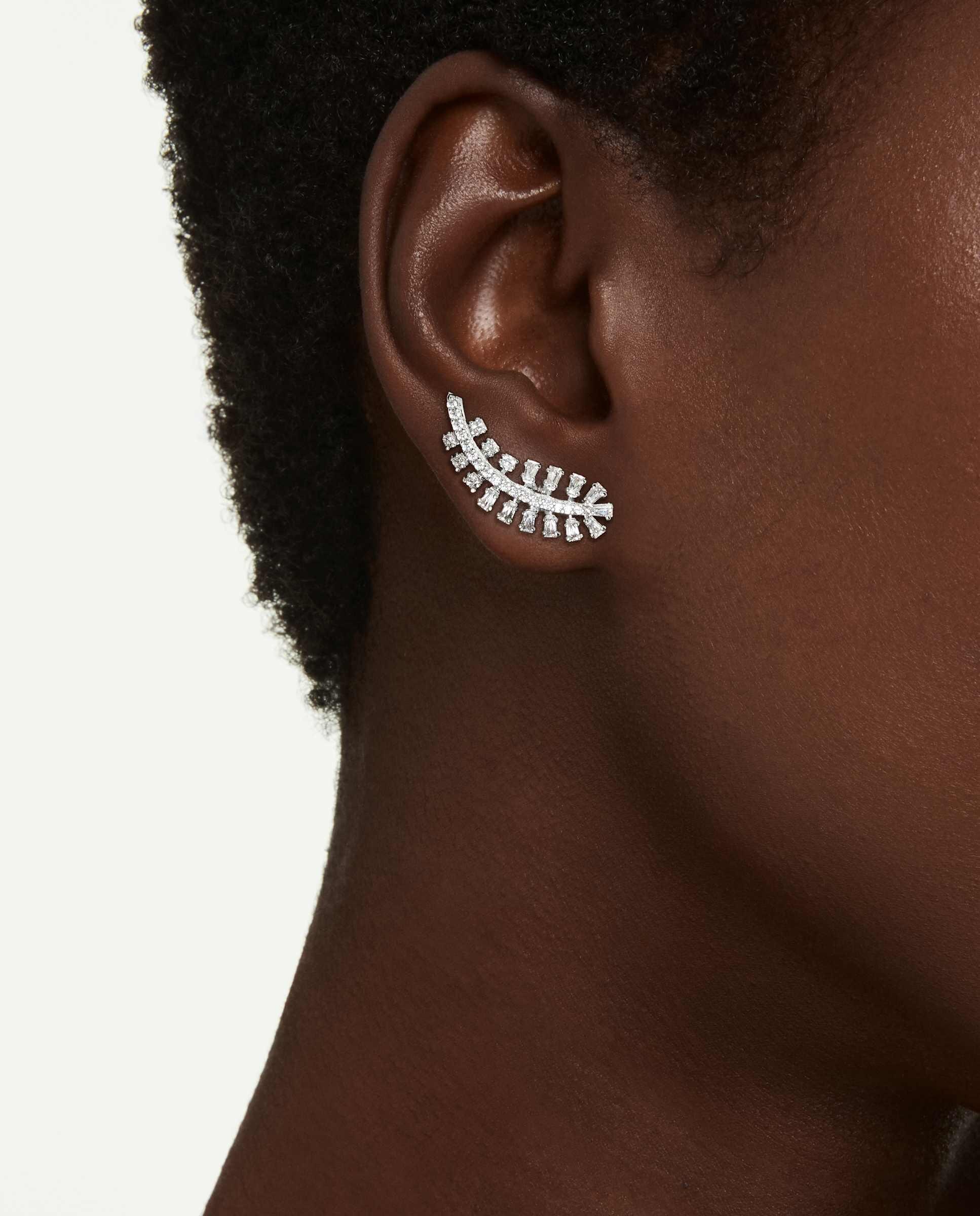 Imagen 6 de Pendientes vienna con forma de pluma y baño de rodio - Swarovski - Blanco Blanco