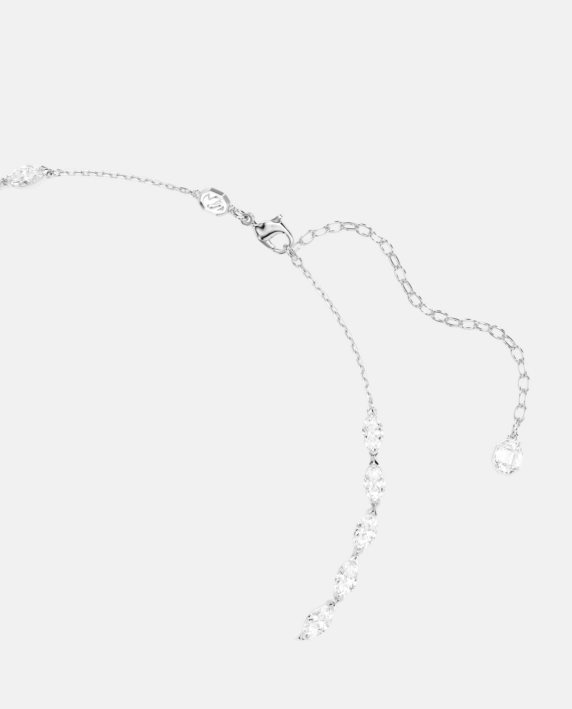 Collar en y vienna, tallas mixtas, pluma, , baño de rodio - Swarovski - Blanco Blanco-3