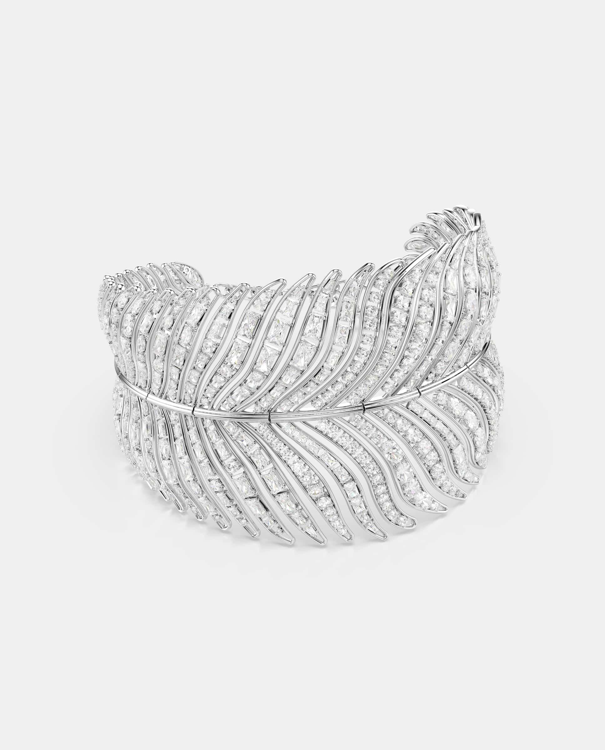 Gargantilla vienna en forma de pluma con cristales - Swarovski - Blanco Blanco-1