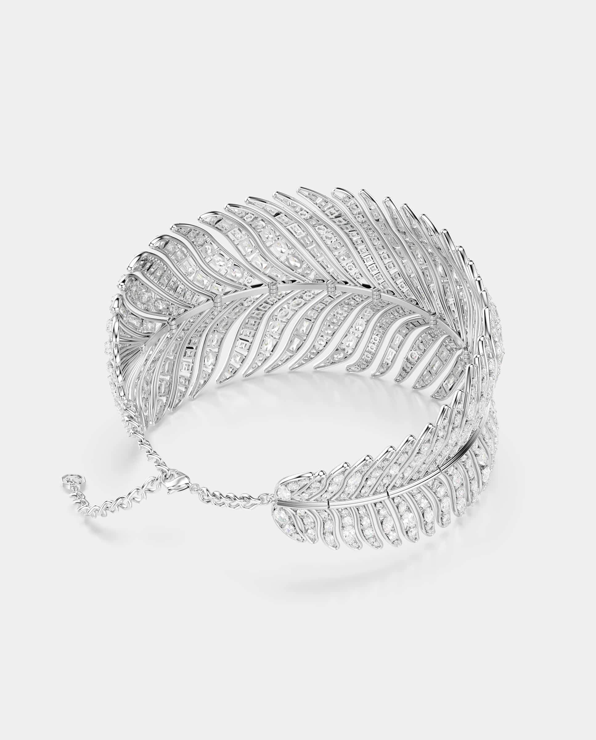 Gargantilla vienna en forma de pluma con cristales - Swarovski - Blanco Blanco-4