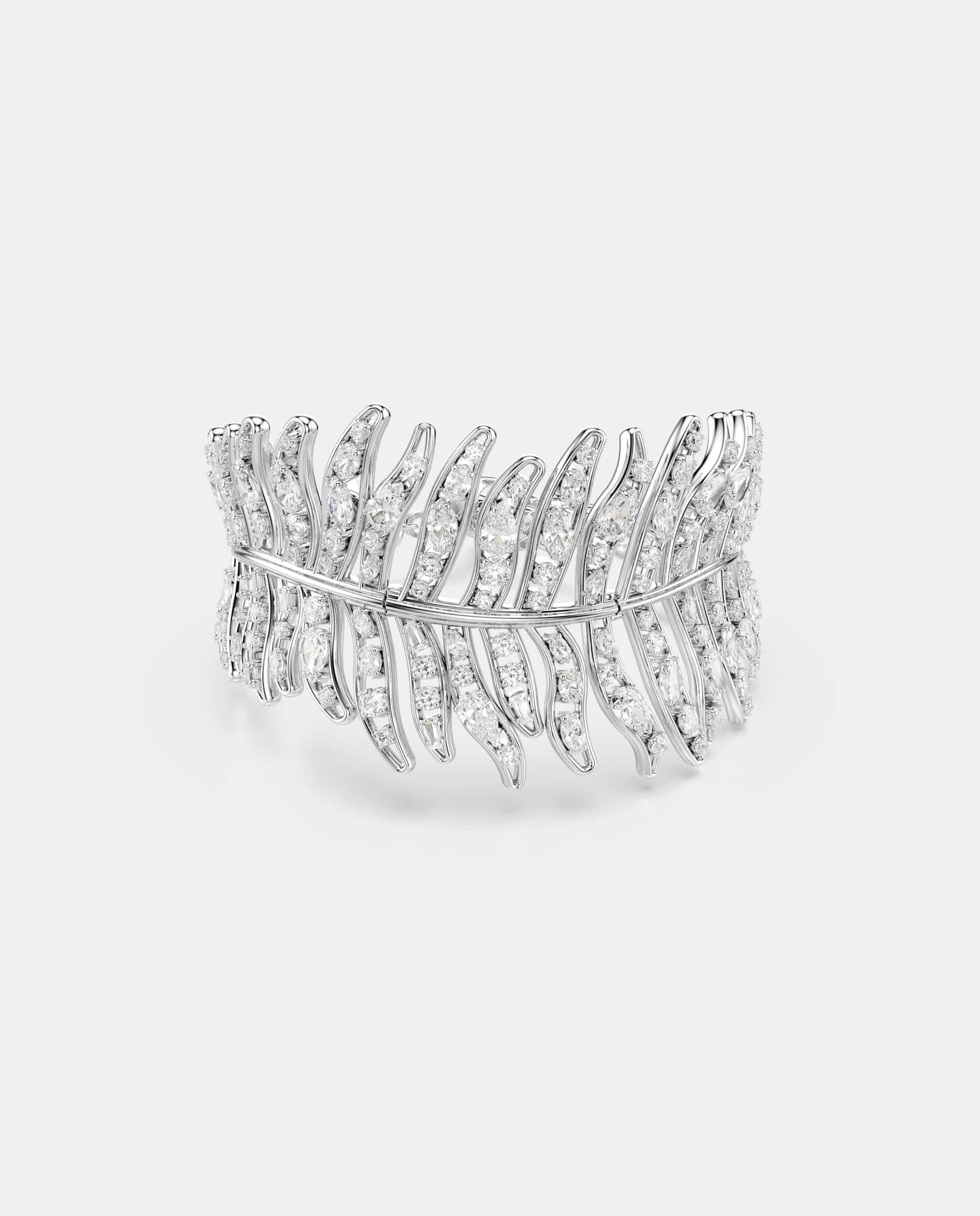 Pulsera vienna en forma de pluma con cristales - Swarovski - Blanco Blanco-1