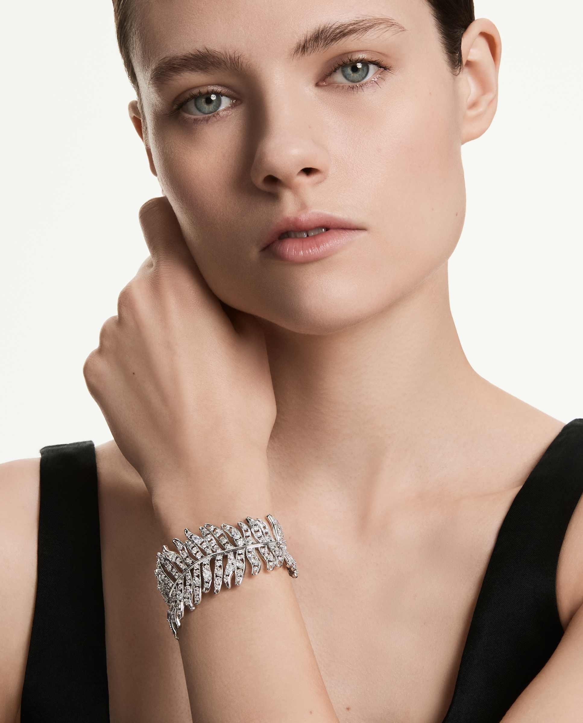 Pulsera vienna en forma de pluma con cristales - Swarovski - Blanco Blanco-5