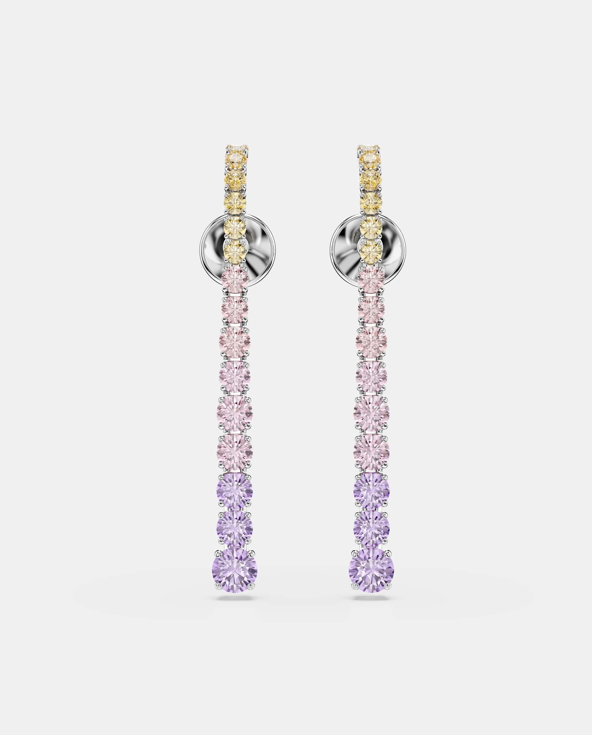 Pendientes largos matrix tennis en color pastel - Swarovski - Multicolor Multicolor-2