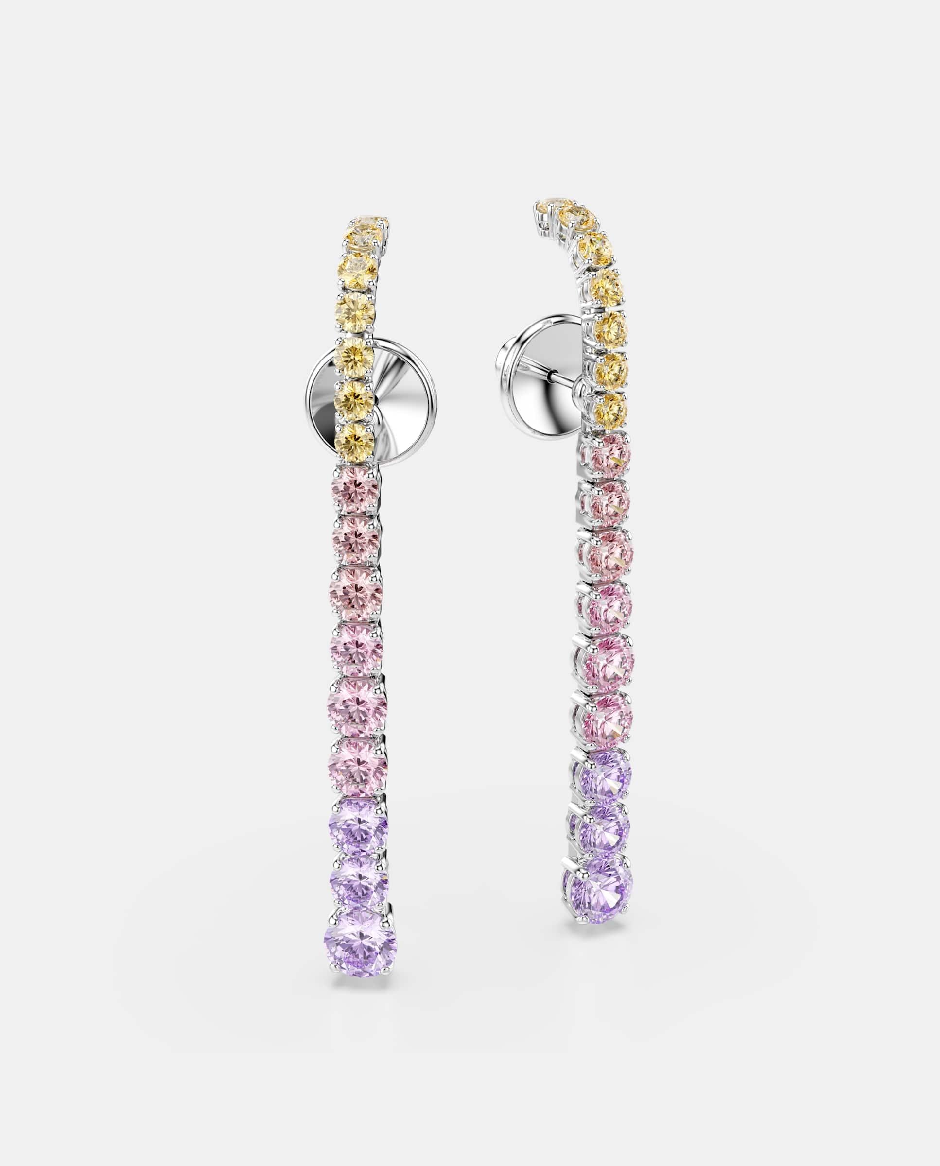 Pendientes largos matrix tennis en color pastel - Swarovski - Multicolor Multicolor-3