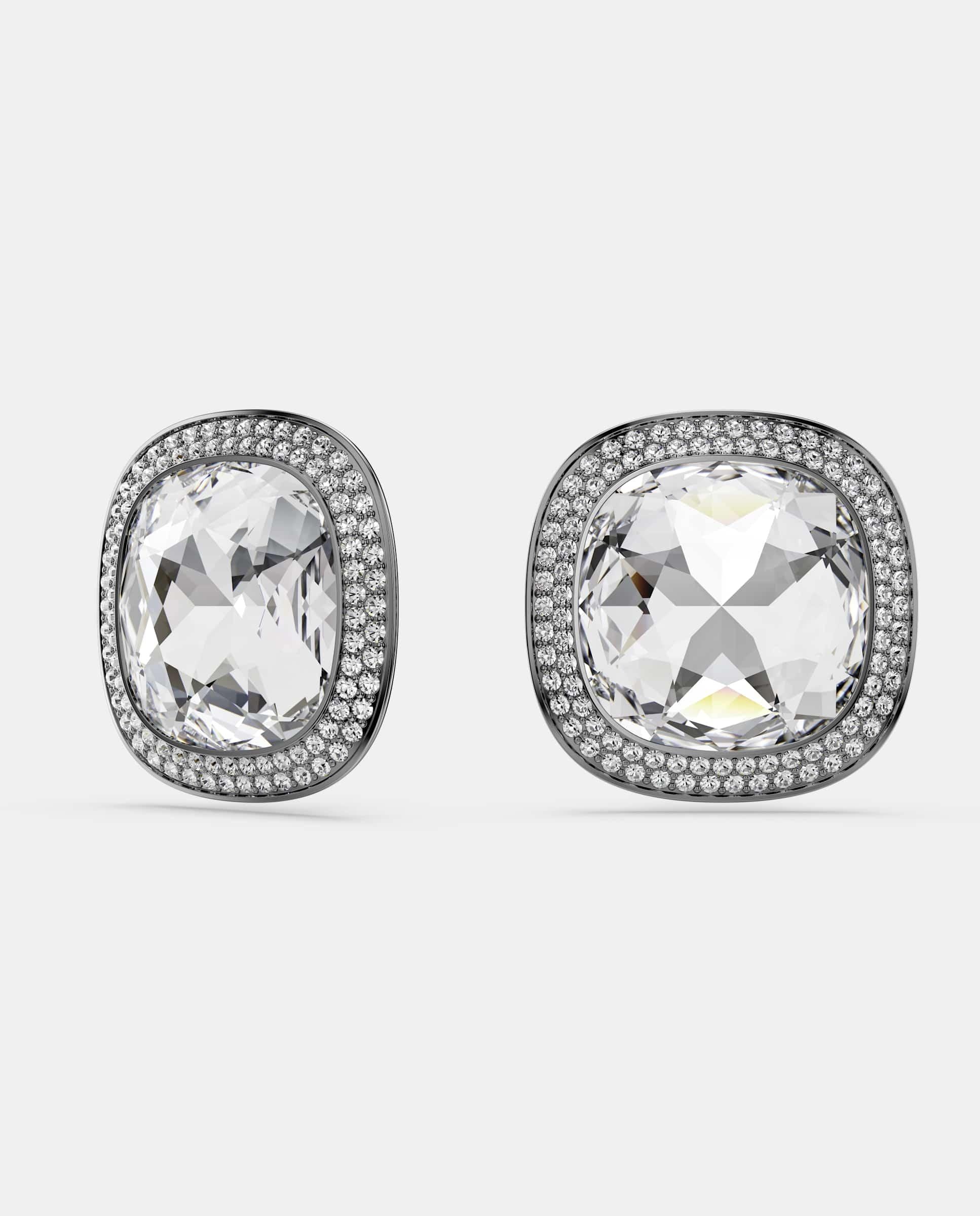 Pendientes una angelic con dos cristales y baño de rutenio - Swarovski - Blanco Blanco-2