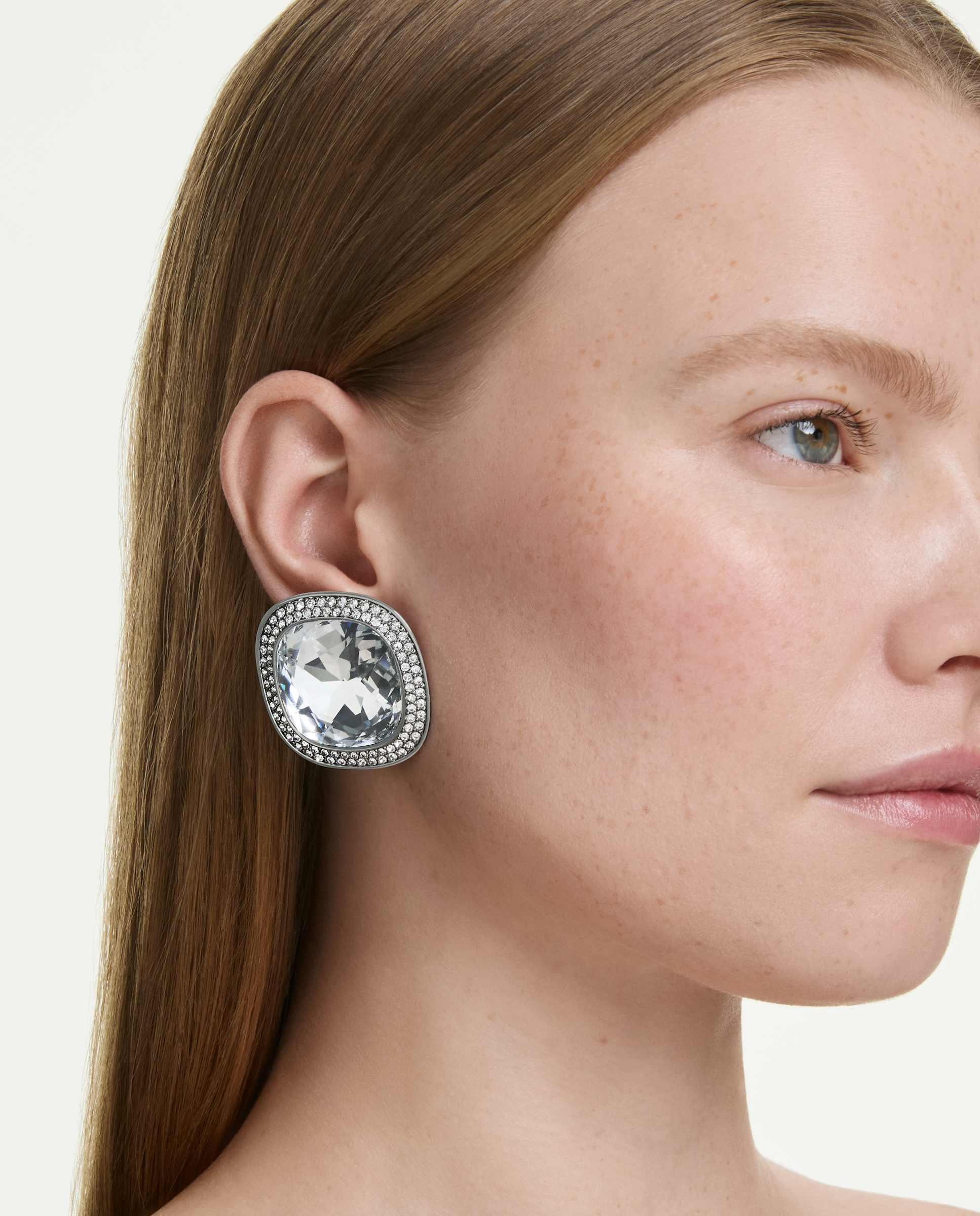 Pendientes una angelic con dos cristales y baño de rutenio - Swarovski - Blanco Blanco-5