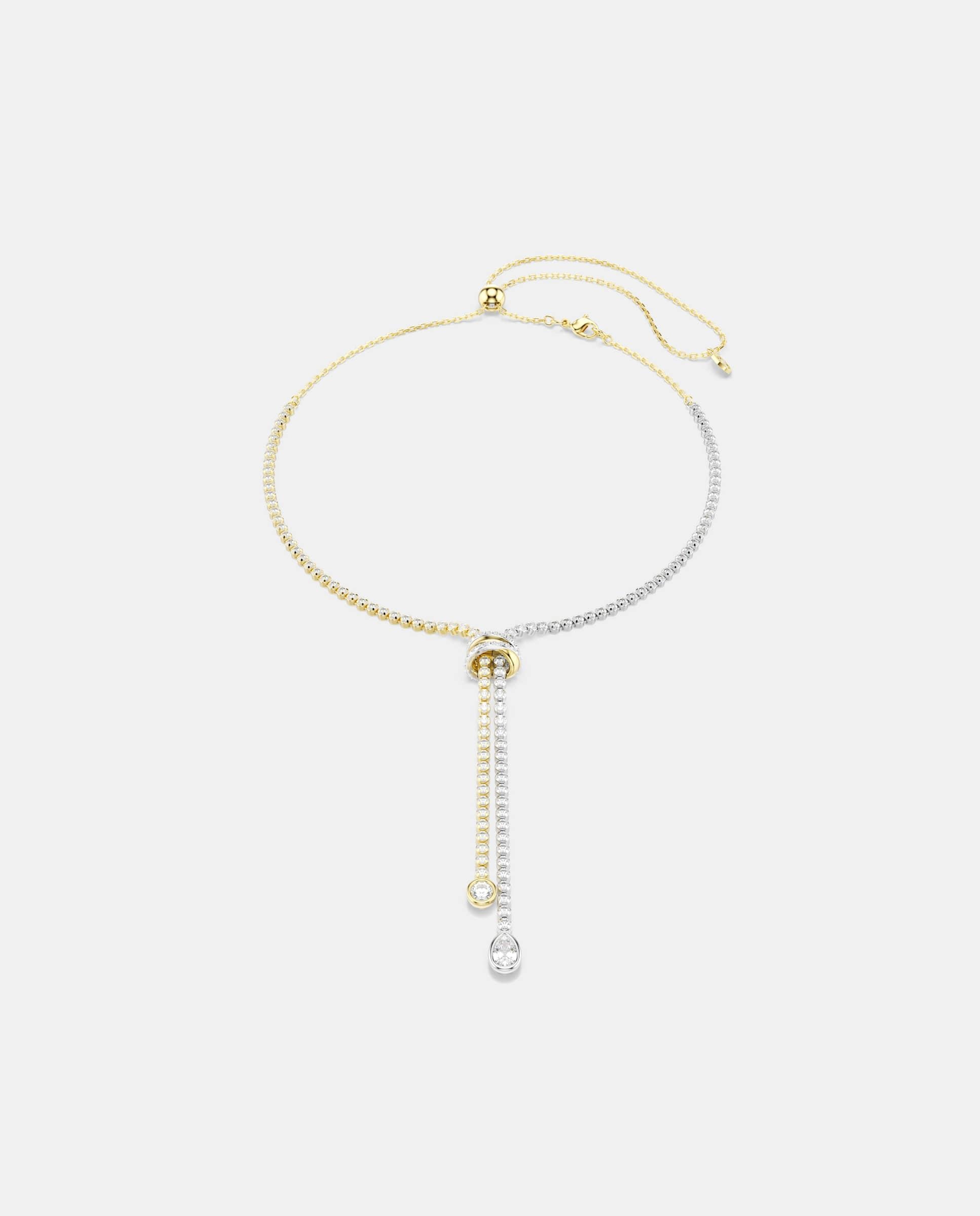 Collar en y hyperbola bicolor con cristales transparentes - Swarovski - Blanco Blanco-1