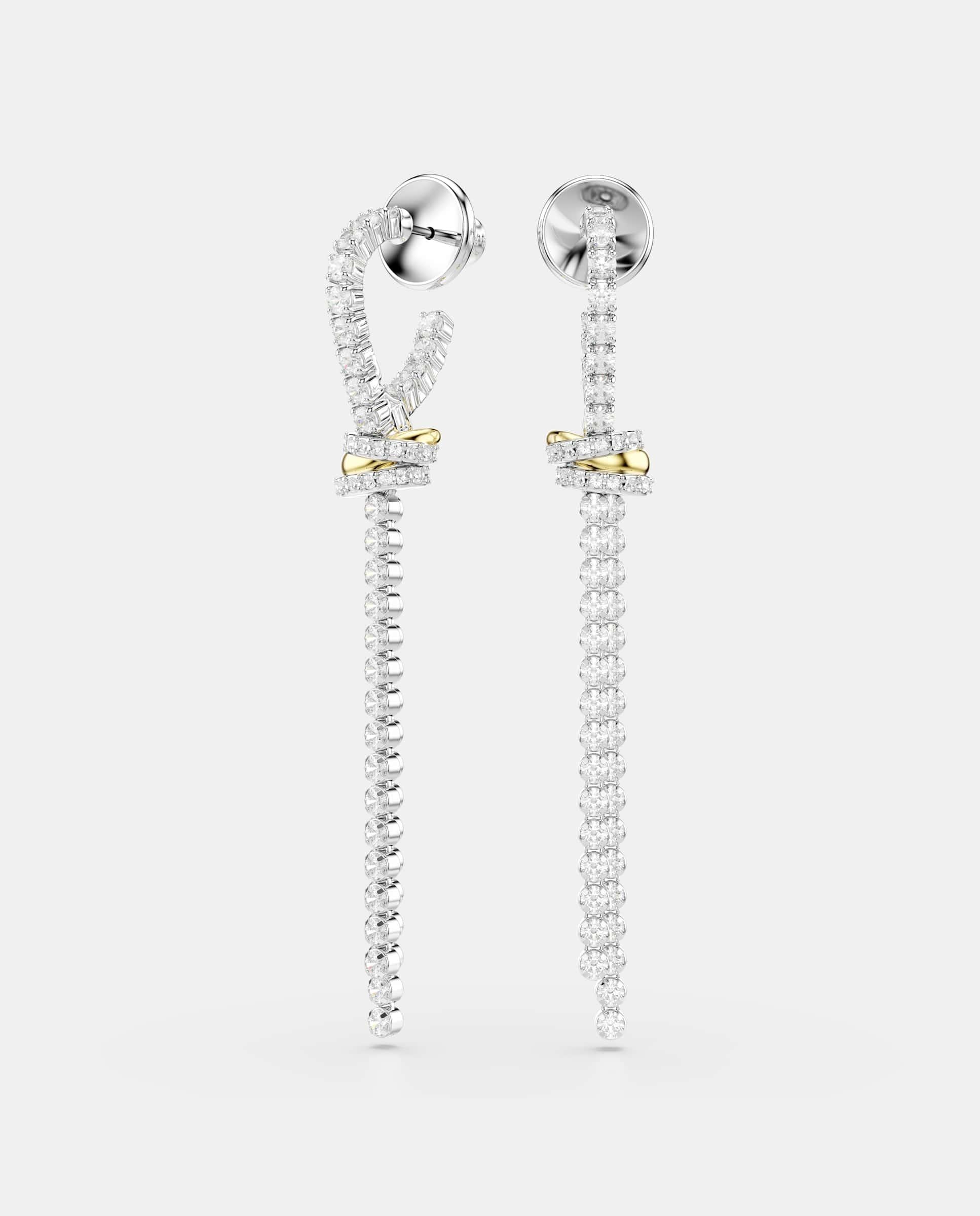 Pendientes hyperbola bicolor con cristales - Swarovski - Blanco Blanco-1