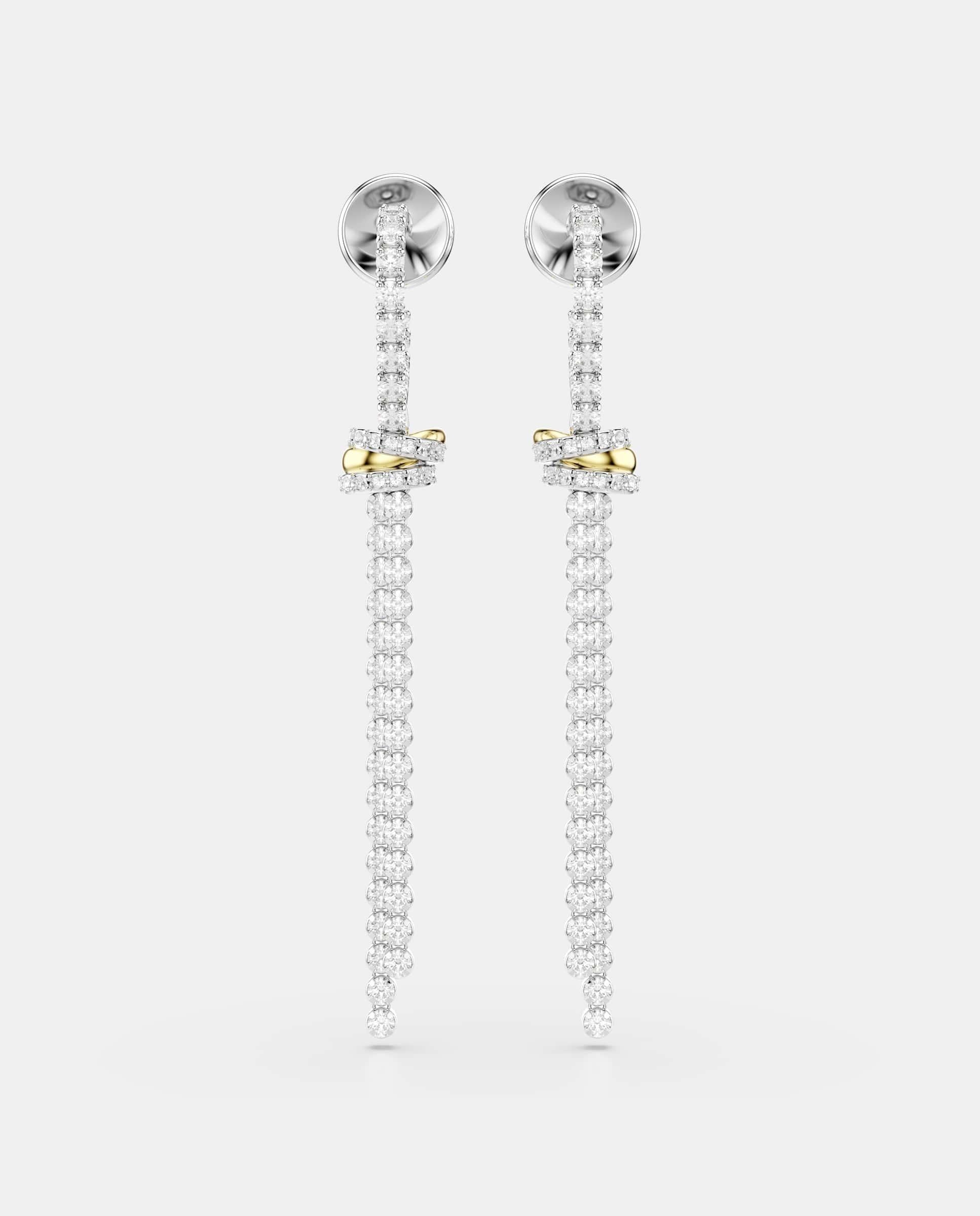Pendientes hyperbola bicolor con cristales - Swarovski - Blanco Blanco-2