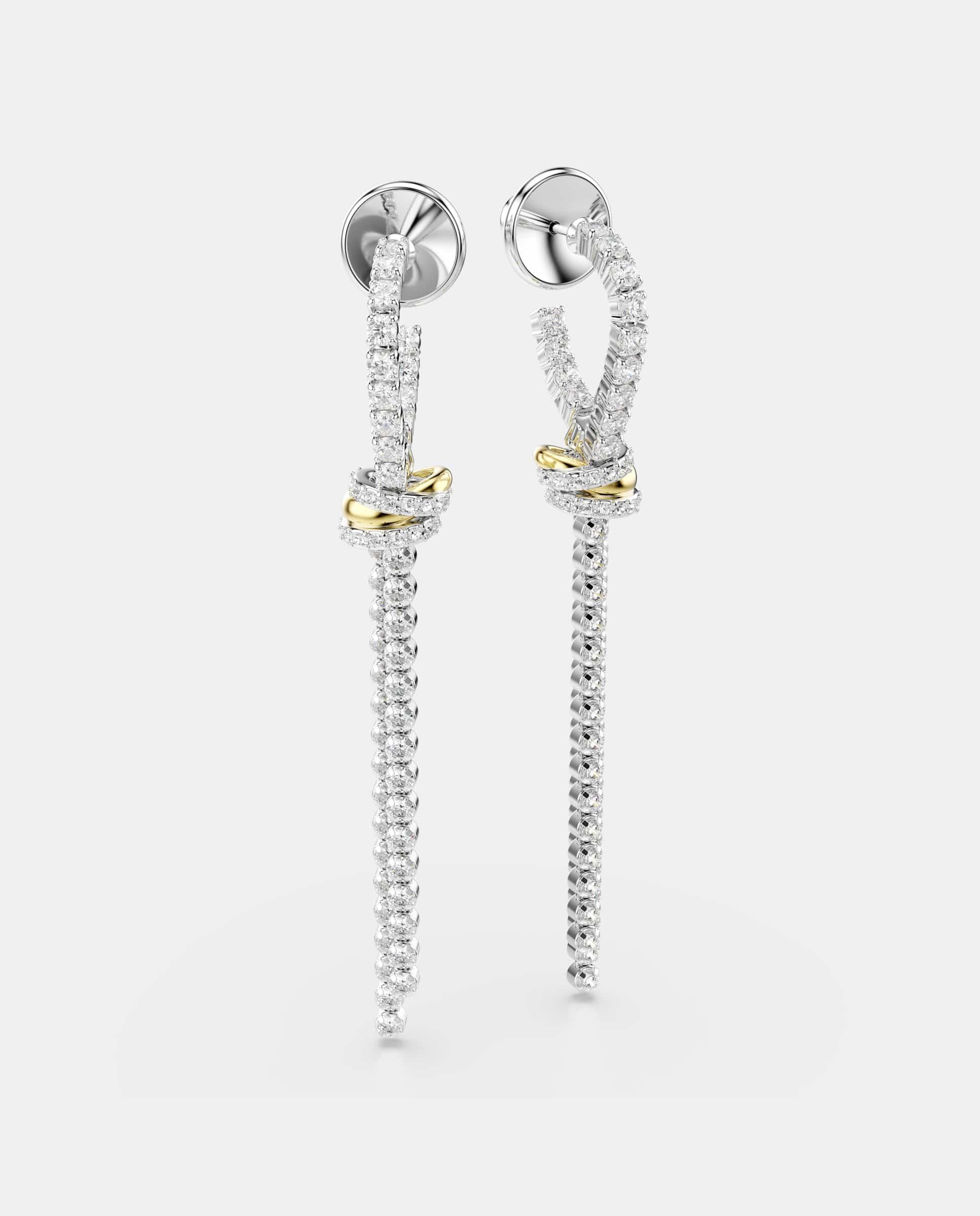 Pendientes hyperbola bicolor con cristales - Swarovski - Blanco Blanco-3