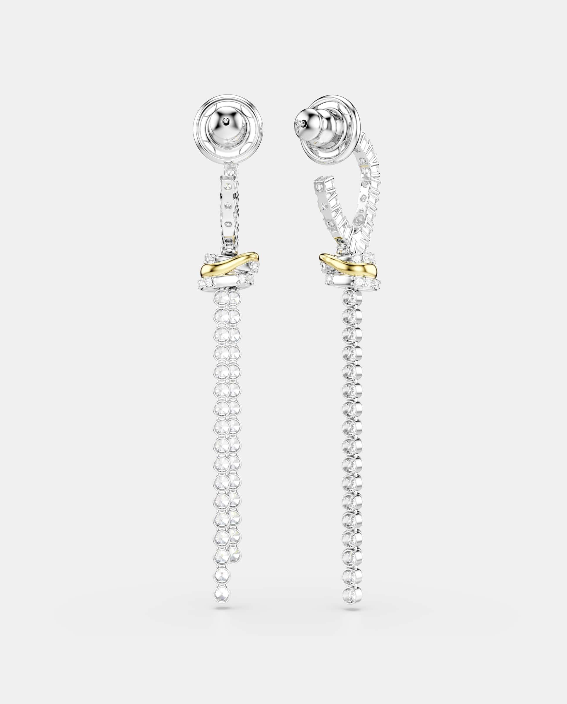 Pendientes hyperbola bicolor con cristales - Swarovski - Blanco Blanco-4