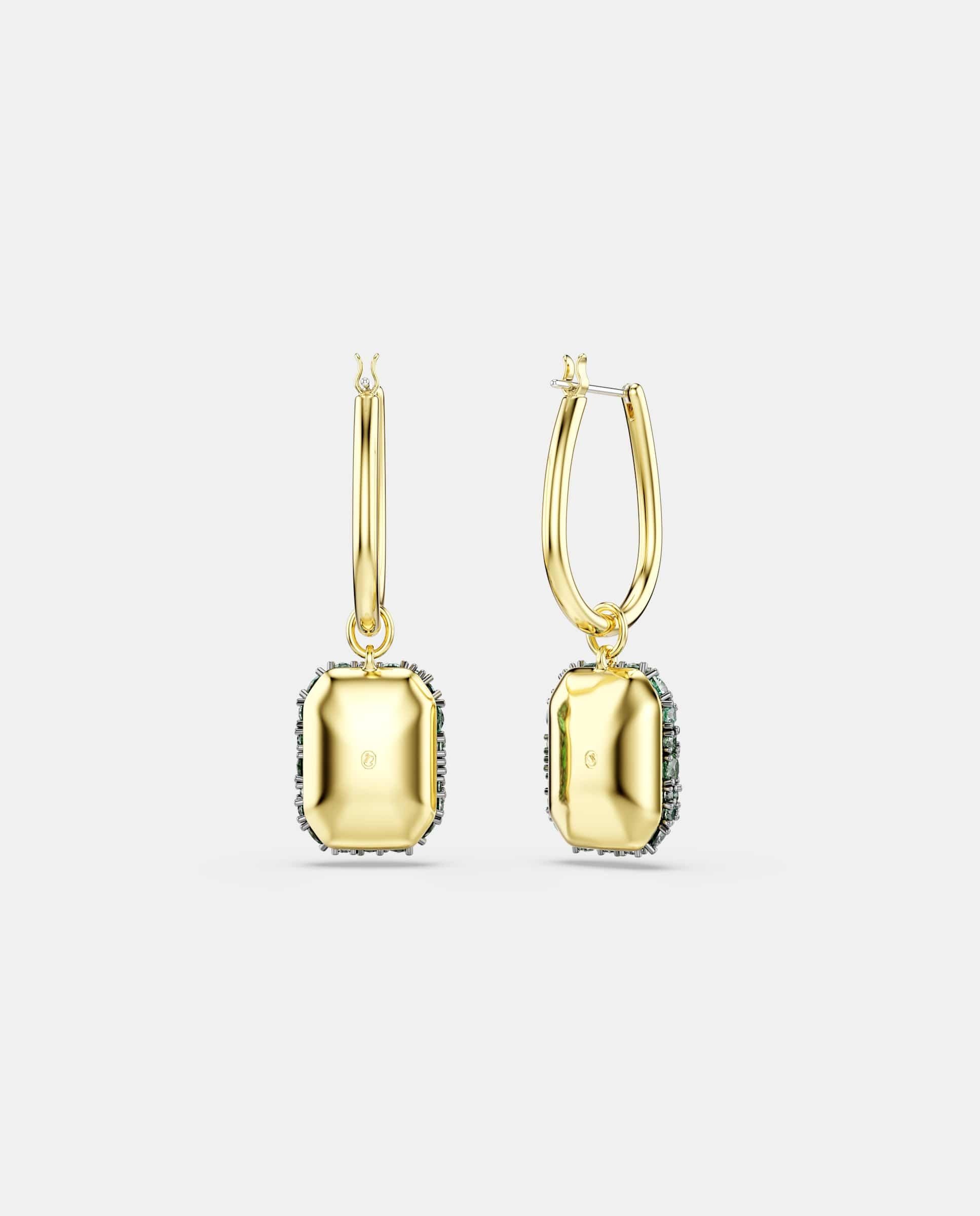 Pendientes sublima de aro con circonia acabado en oro de 18 quilates - Swarovski - Verde Verde-4