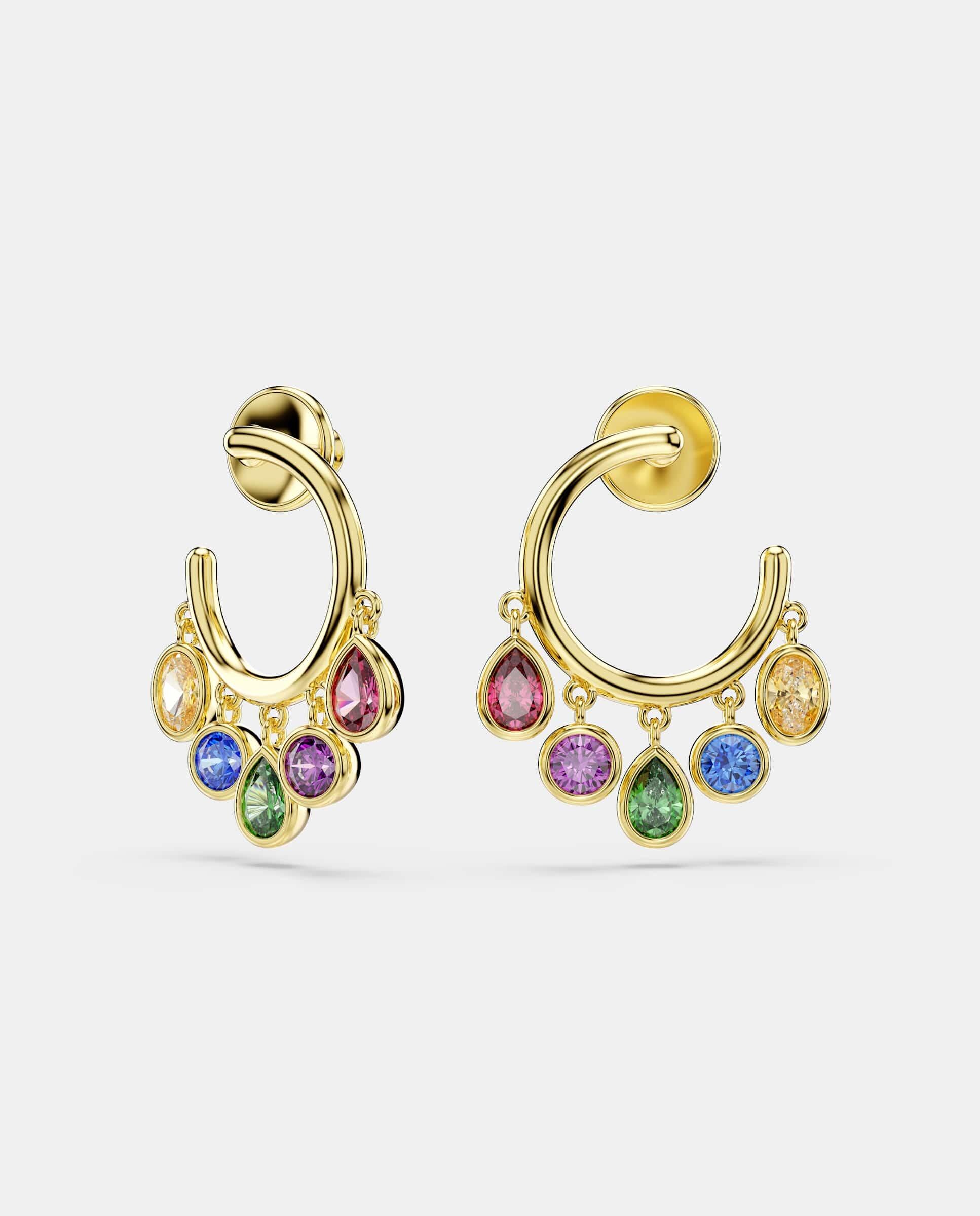 Pendientes de aro imber acabado en oro de 18 quilates - Swarovski - Multicolor Multicolor-1