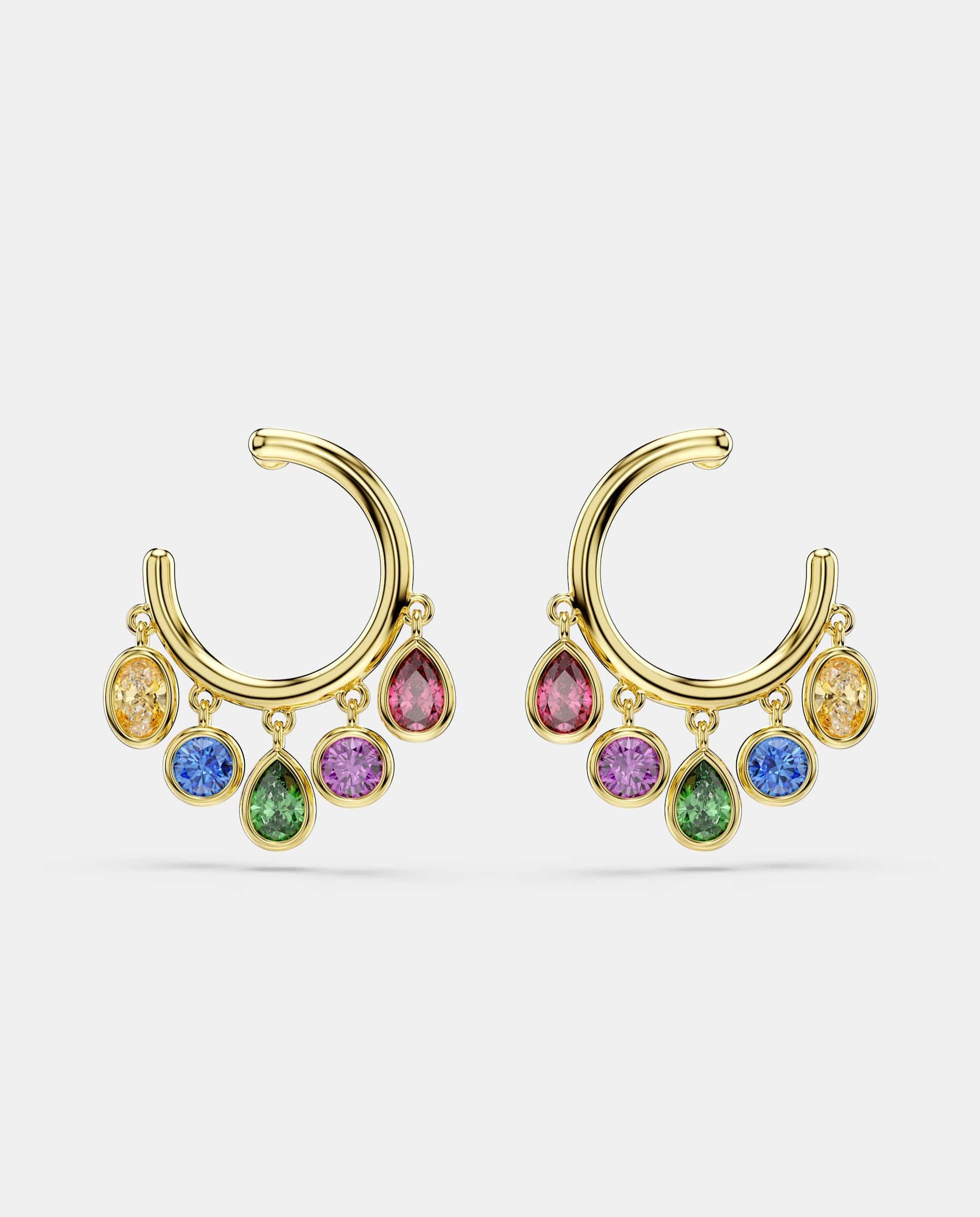 Pendientes de aro imber acabado en oro de 18 quilates - Swarovski - Multicolor Multicolor-2