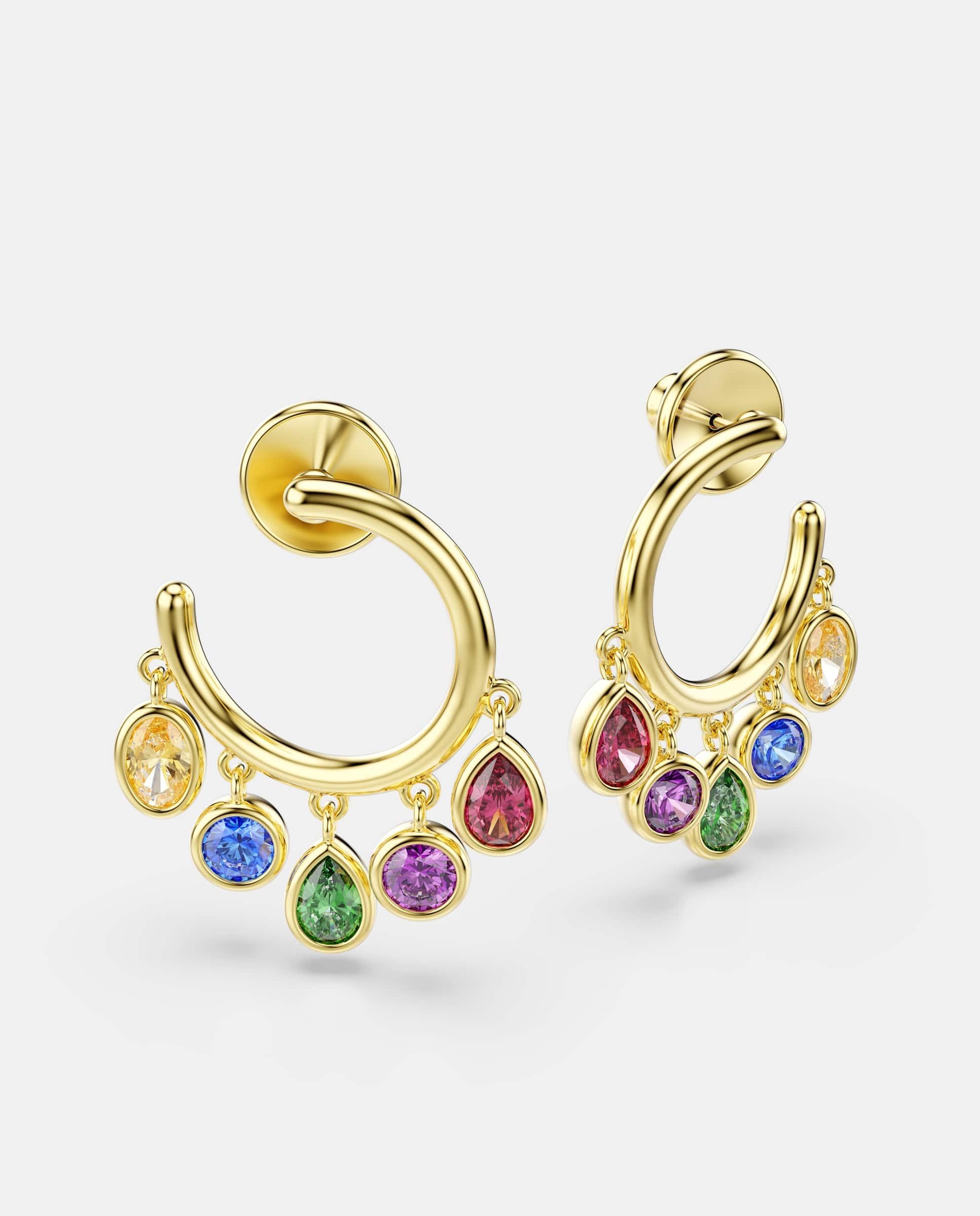 Pendientes de aro imber acabado en oro de 18 quilates - Swarovski - Multicolor Multicolor-3
