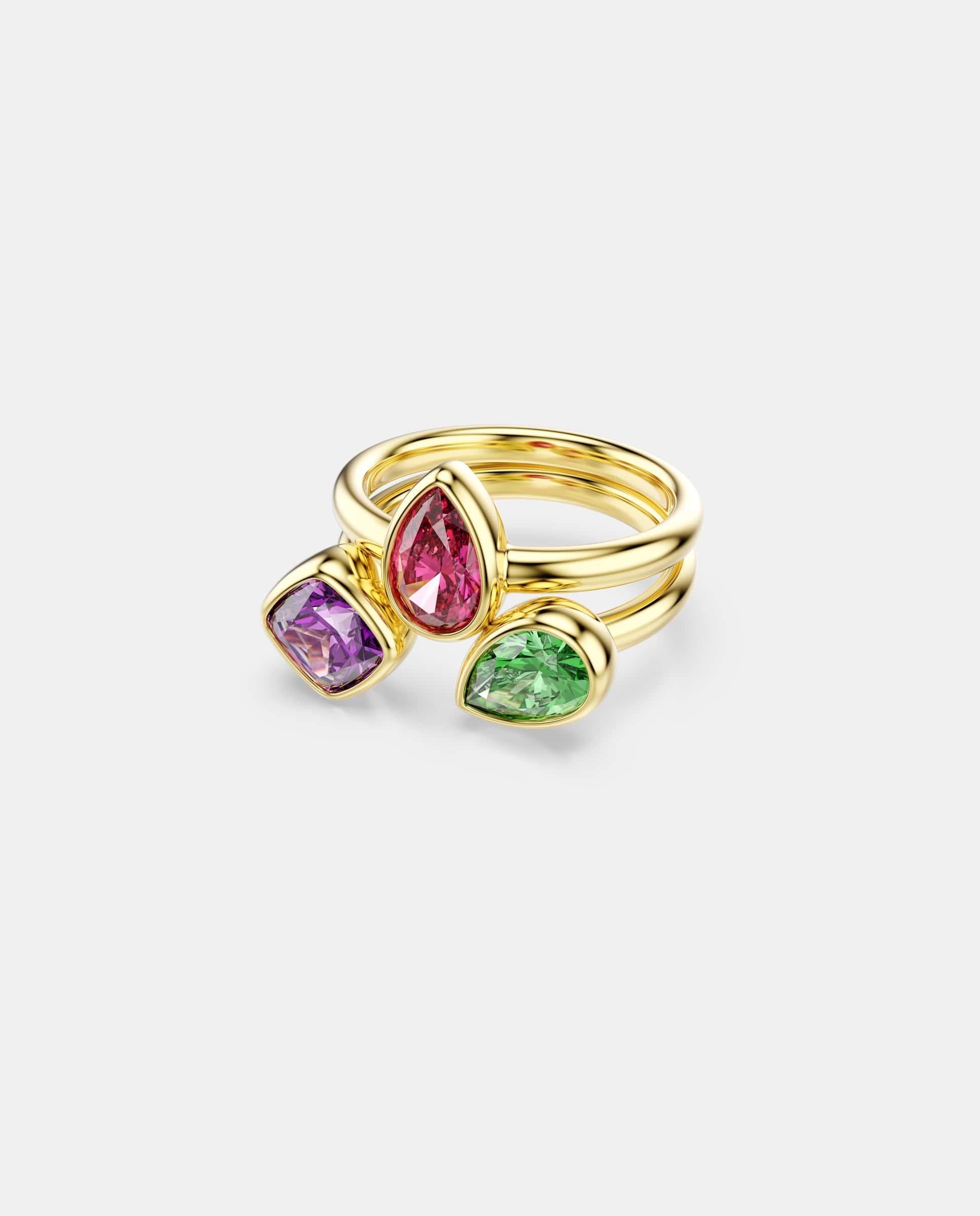 Conjunto de anillo de cóctel imber acabado en oro de 18 quilates - Swarovski - Multicolor Multicolor-1