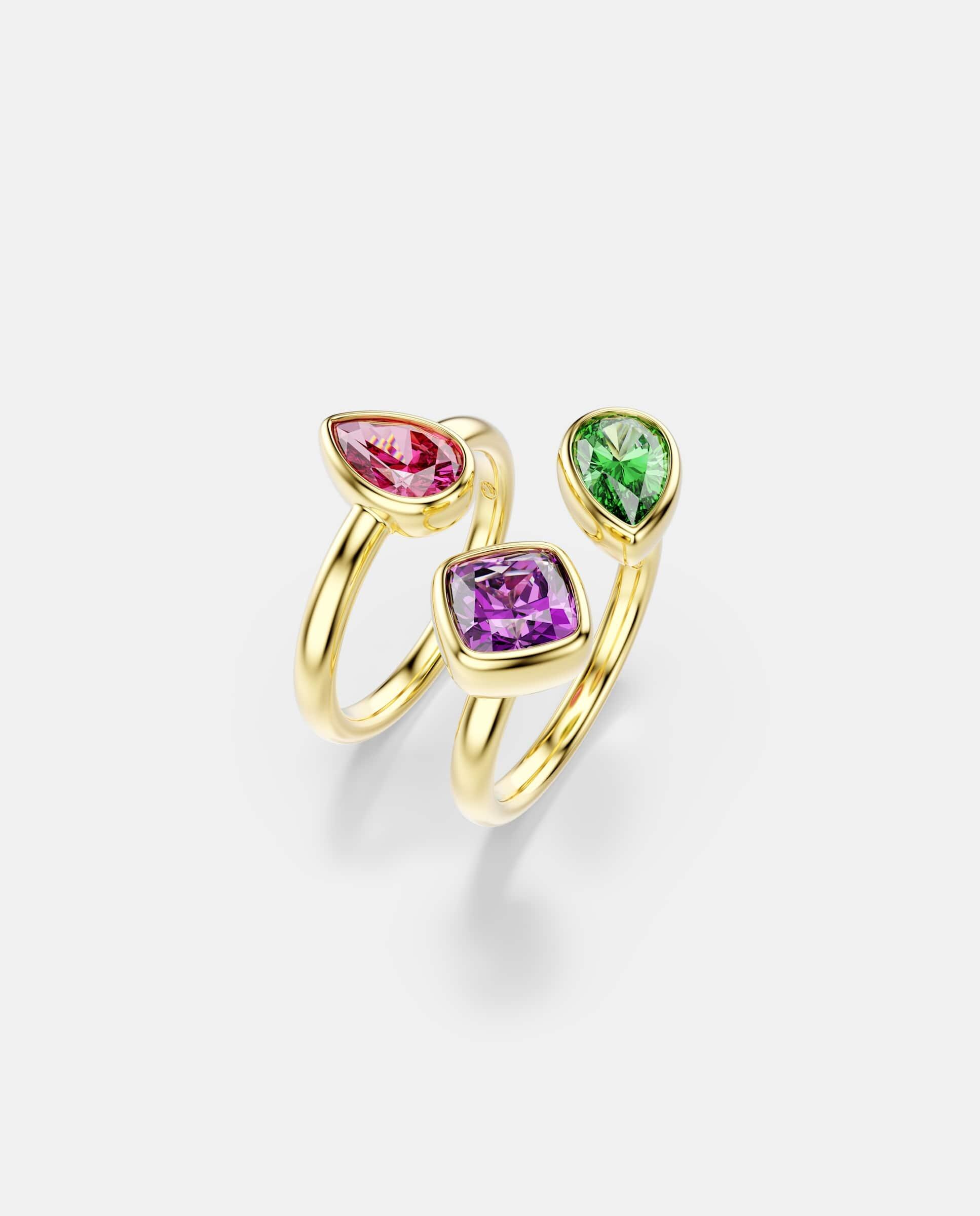 Conjunto de anillo de cóctel imber acabado en oro de 18 quilates - Swarovski - Multicolor Multicolor-2
