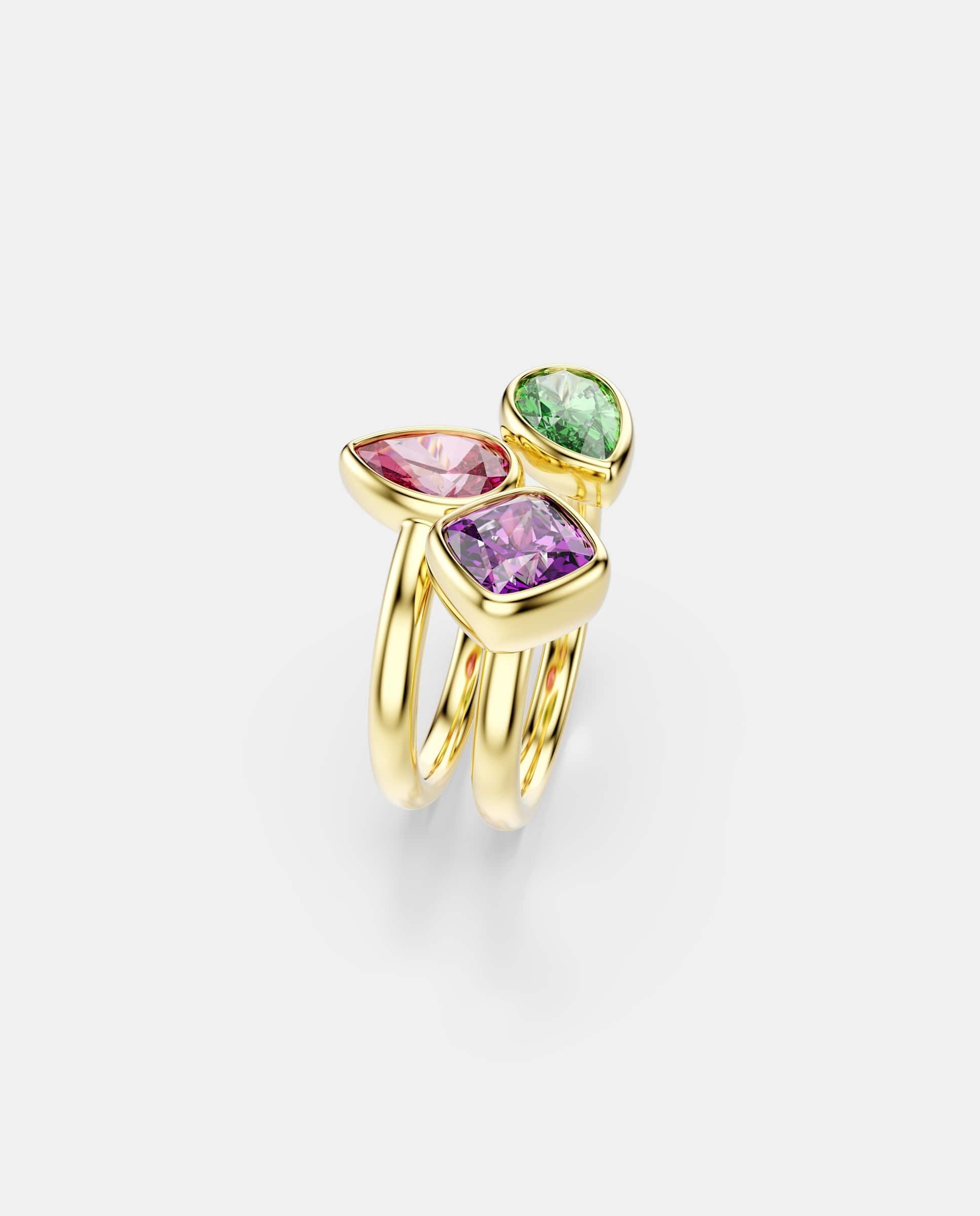 Conjunto de anillo de cóctel imber acabado en oro de 18 quilates - Swarovski - Multicolor Multicolor-3