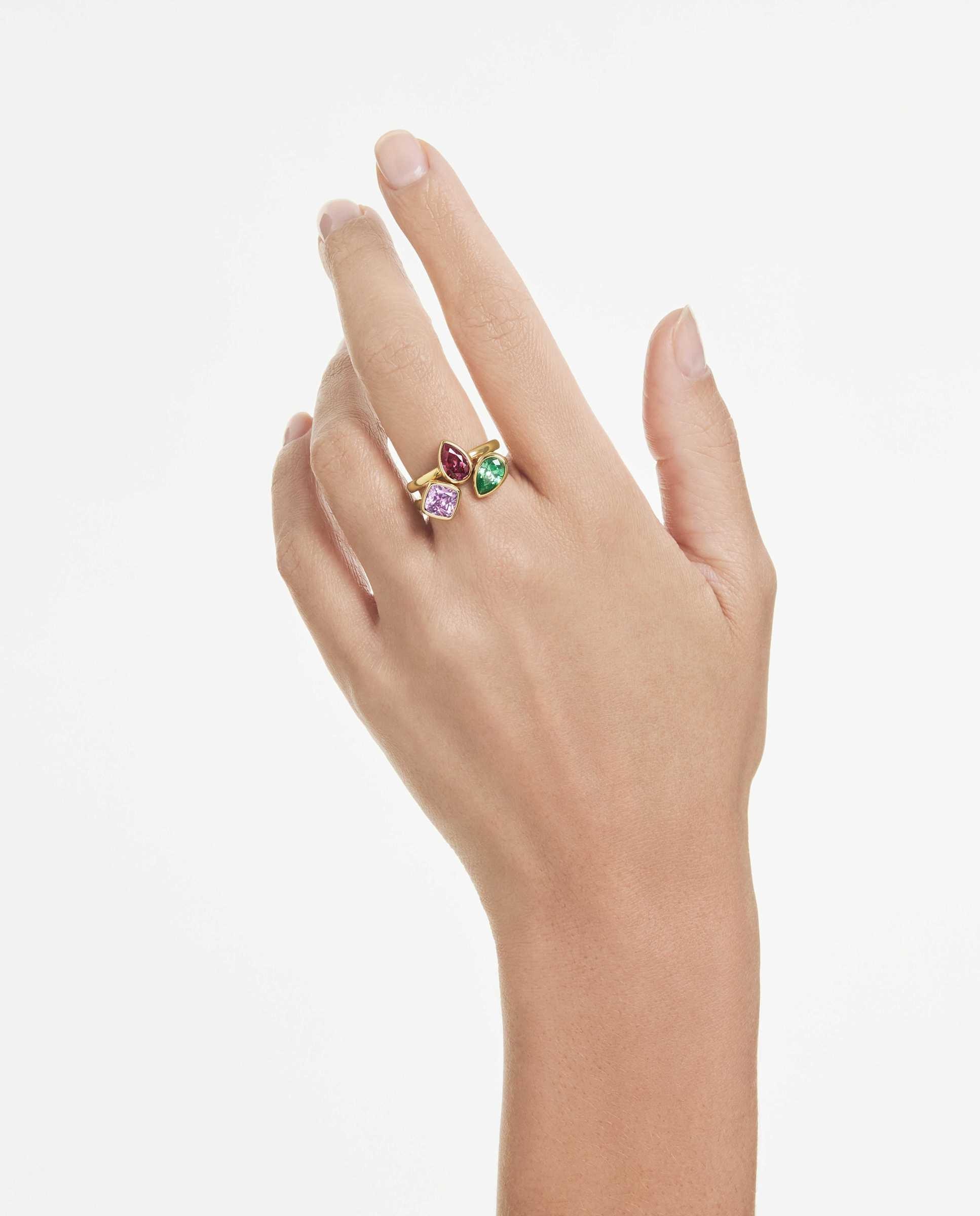 Conjunto de anillo de cóctel imber acabado en oro de 18 quilates - Swarovski - Multicolor Multicolor-5