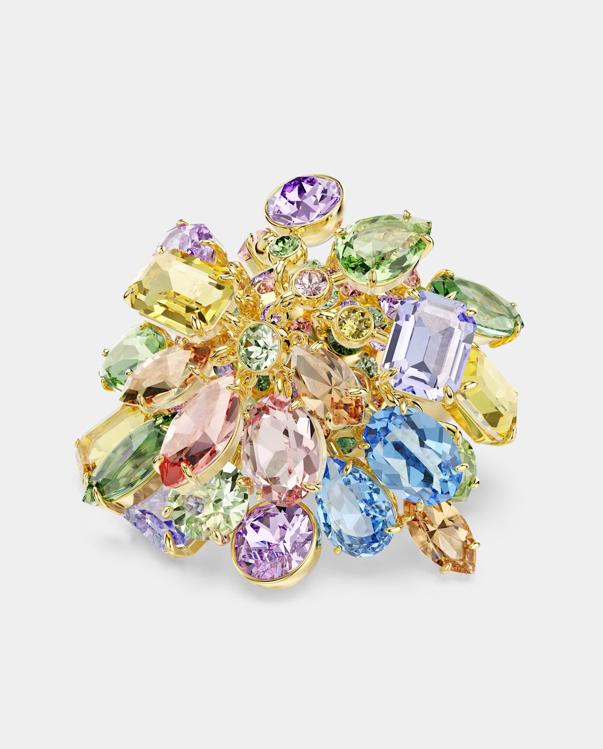 Anillo de cóctel gema con cristales y baño tono oro - Swarovski - Multicolor Multicolor-1