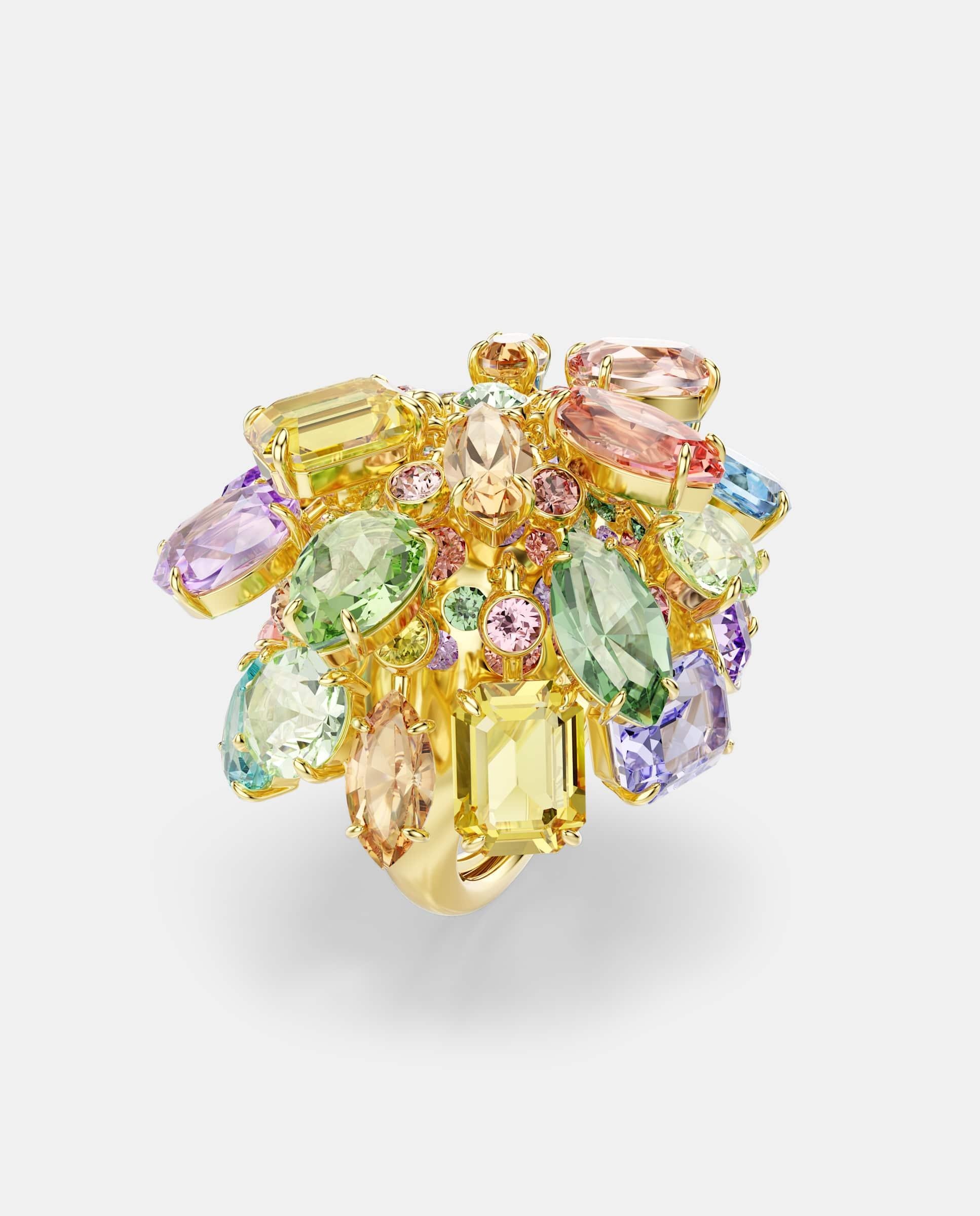 Anillo de cóctel gema con cristales y baño tono oro - Swarovski - Multicolor Multicolor-2
