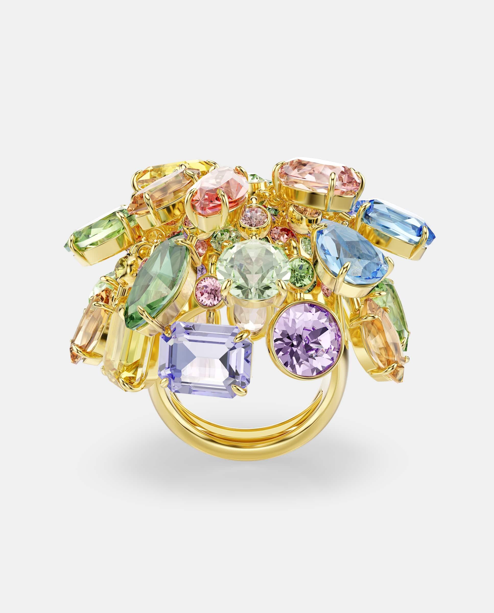 Anillo de cóctel gema con cristales y baño tono oro - Swarovski - Multicolor Multicolor-3