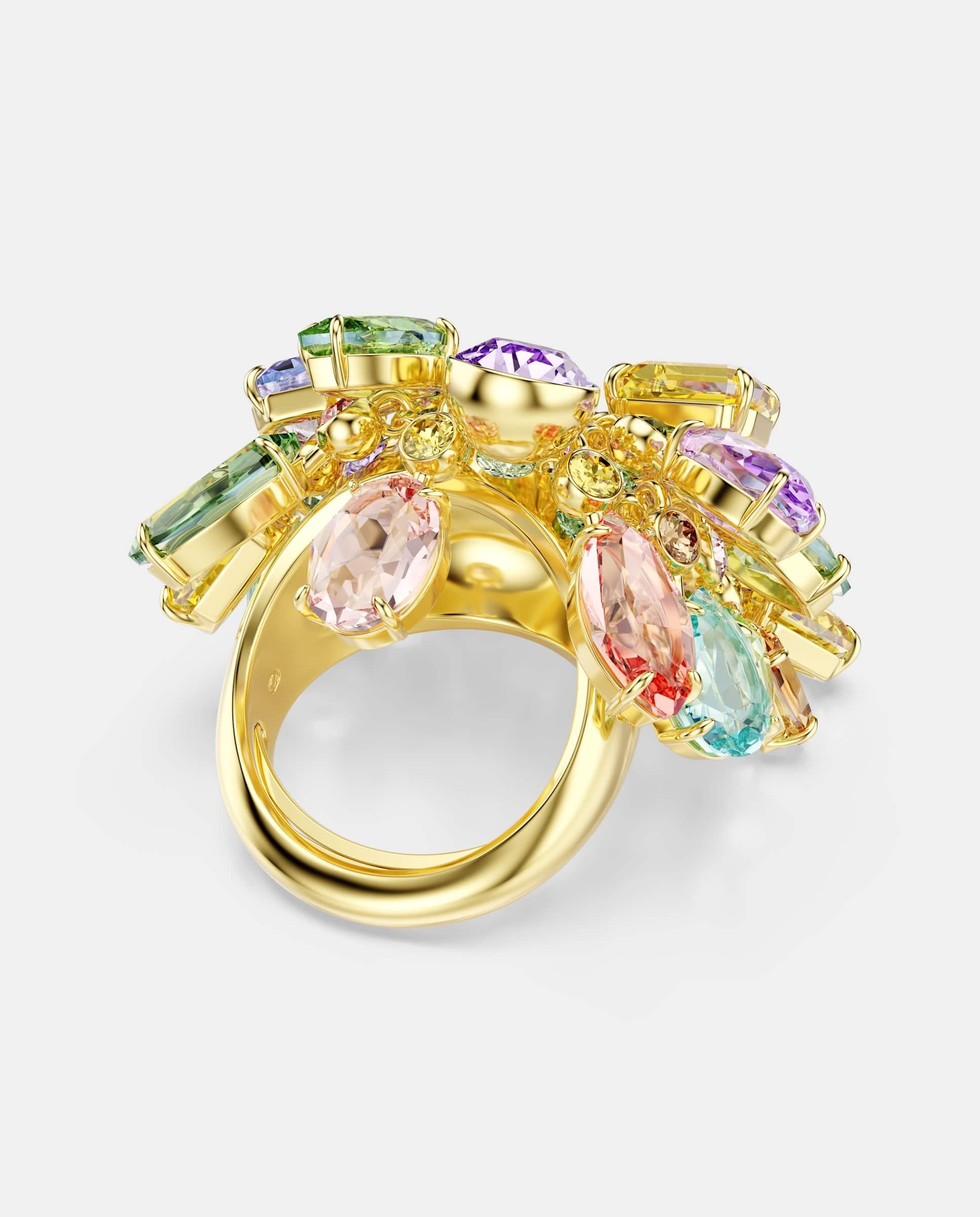 Anillo de cóctel gema con cristales y baño tono oro - Swarovski - Multicolor Multicolor-4