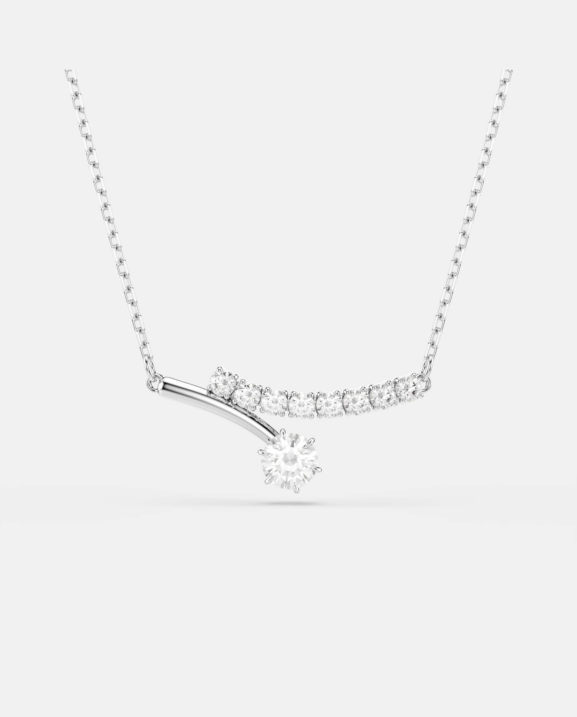 Collar matrix con circonitas y baño de rodio - Swarovski - Blanco Blanco-1