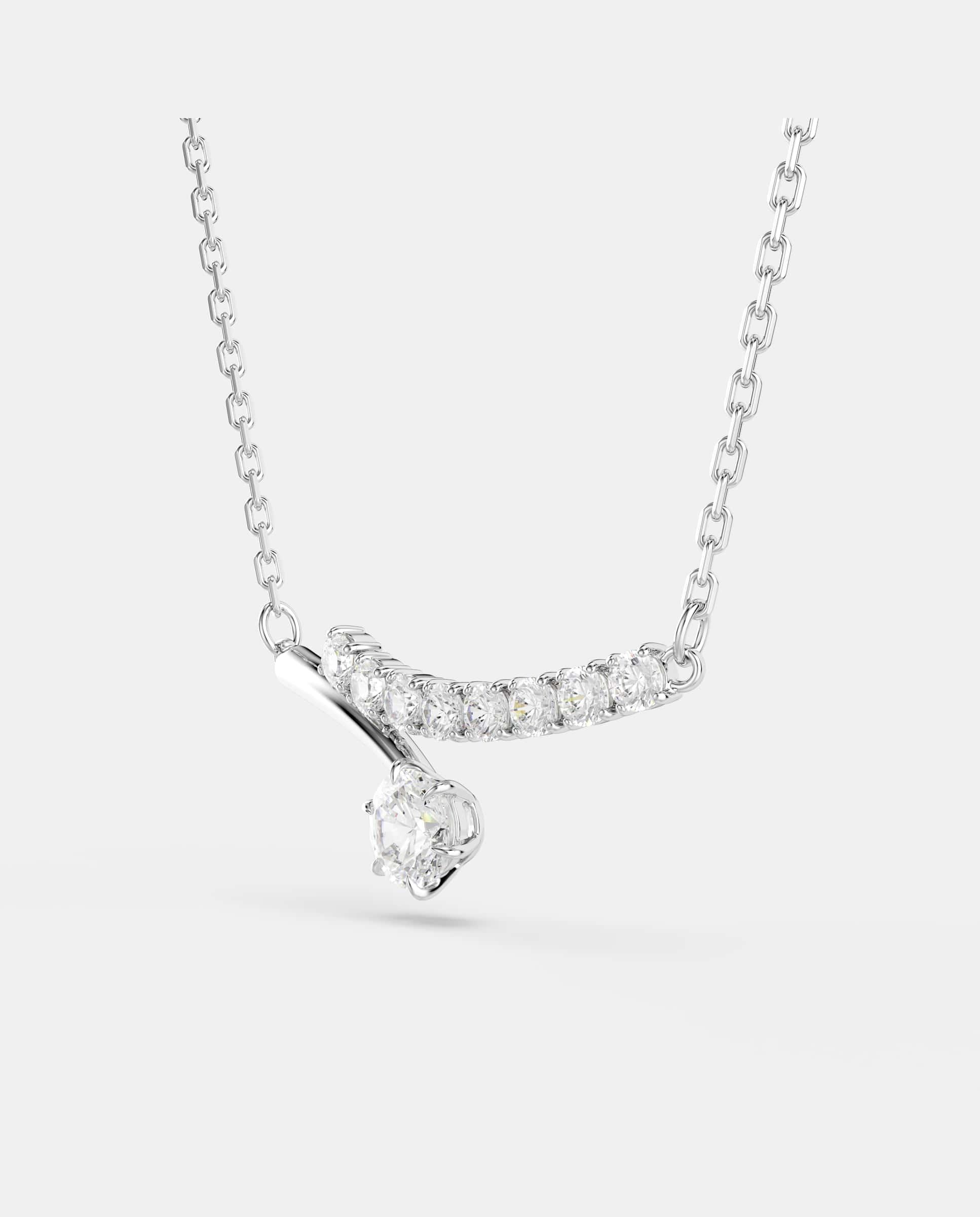 Collar matrix con circonitas y baño de rodio - Swarovski - Blanco Blanco-3