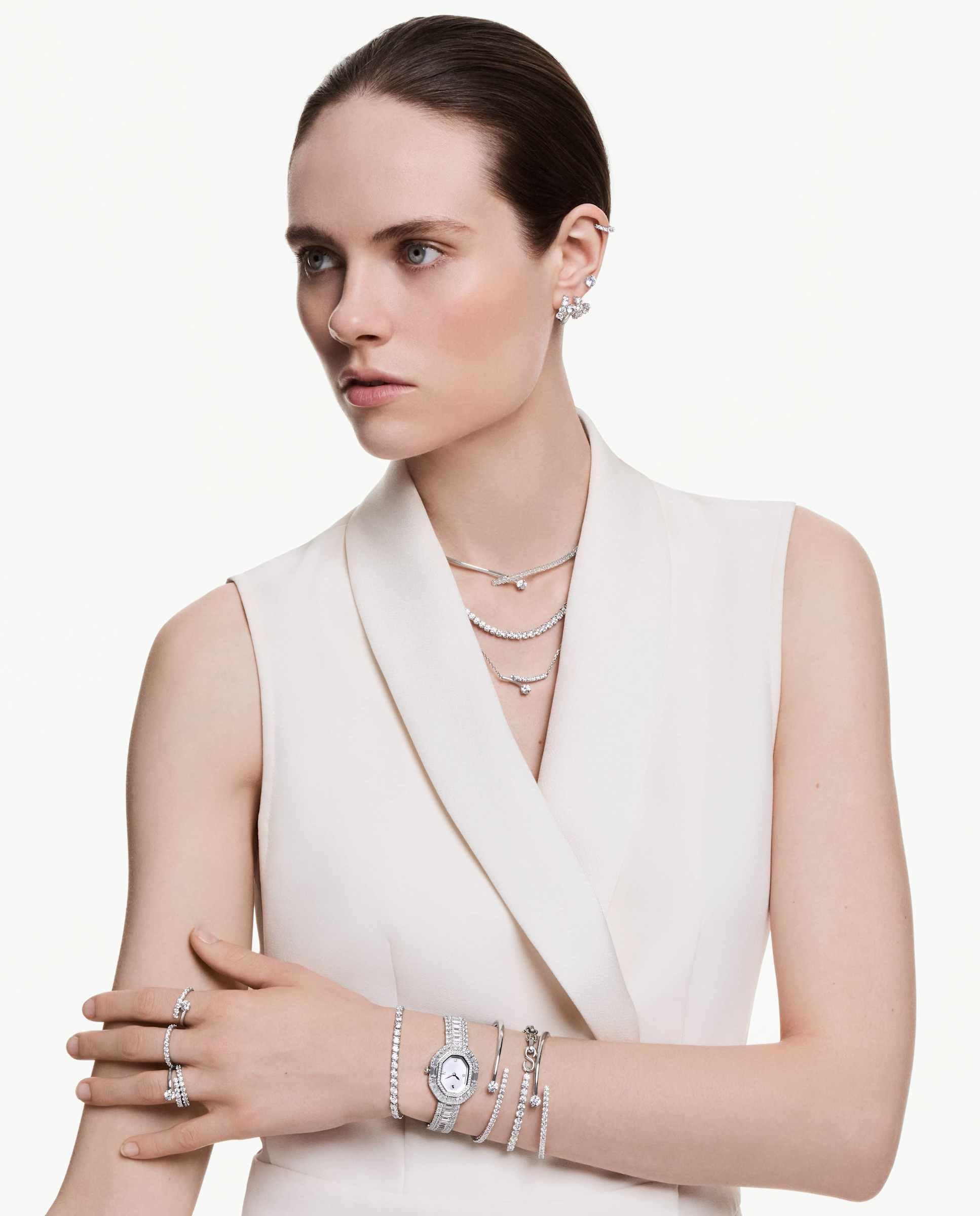 Imagen 6 de Brazalete matrix con circonitas y baño de rodio - Swarovski - Blanco Blanco